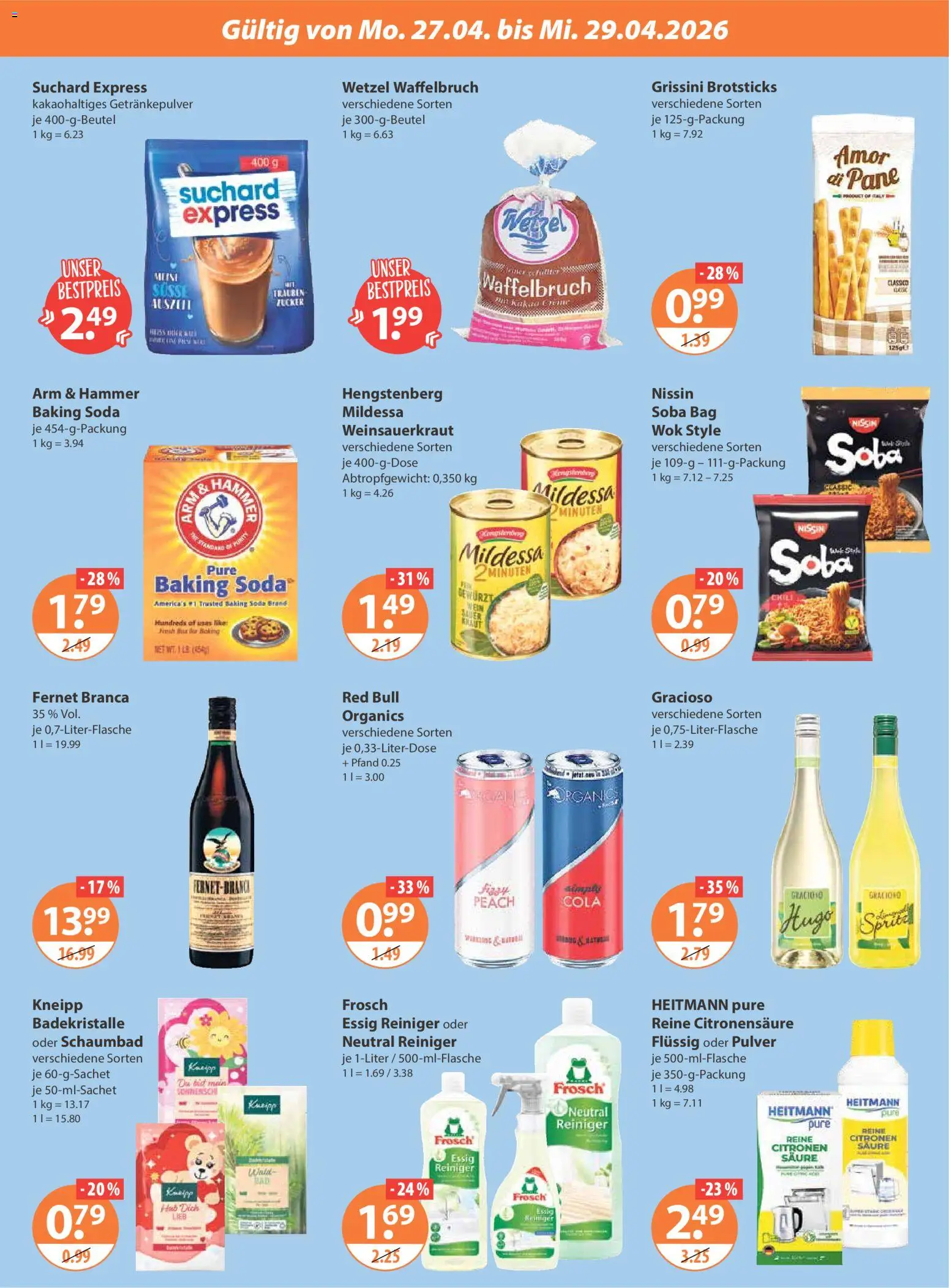 V-Markt Angebote – gültig ab 27.04.2026 | Seite: 3 | Produkte: Trauben, Essig, Zucker, Hugo