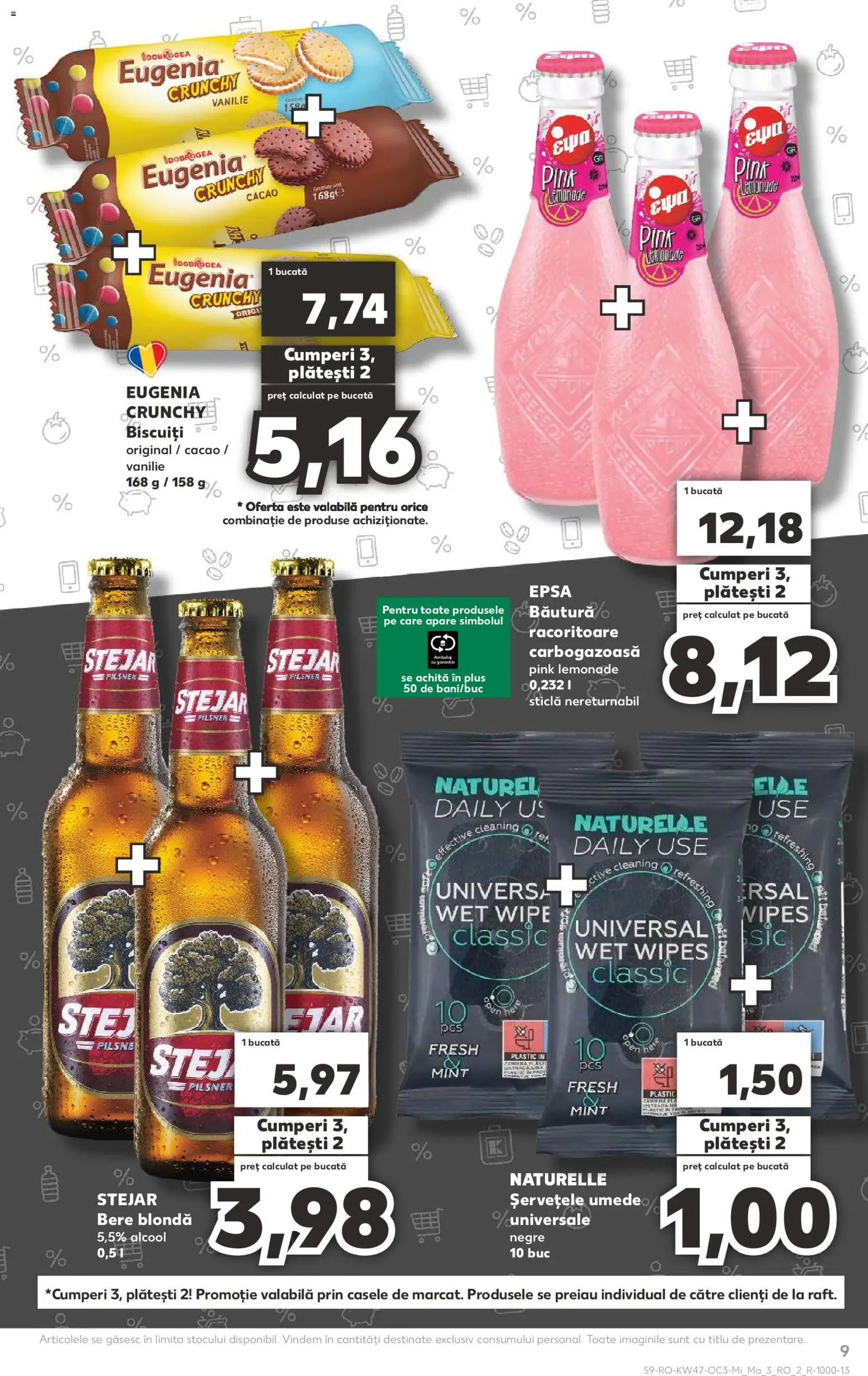 Noul catalog Kaufland – valabil de la 19.11.2025 | Pagină: 9 | Produse: Bere, Cacao, Șervețele umede, Biscuiți