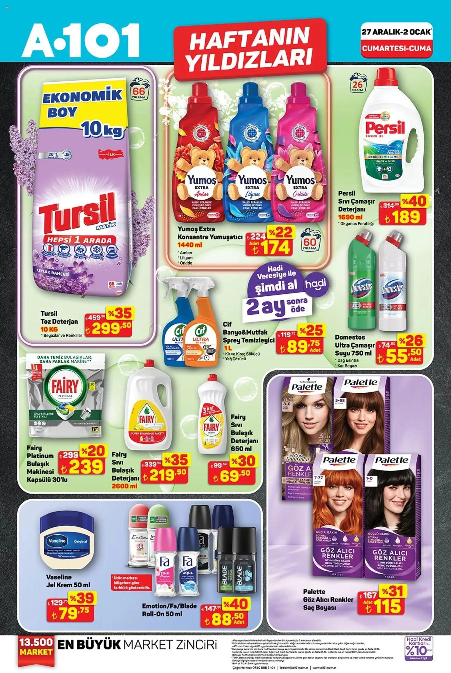 A101 Katalog - 27.12.2025 tarihinden itibaren geçerlidir | Sayfa: 2 | Ürünler: Yumuşatıcı, Bulaşık deterjanı, Yağ, Yağ çözücü