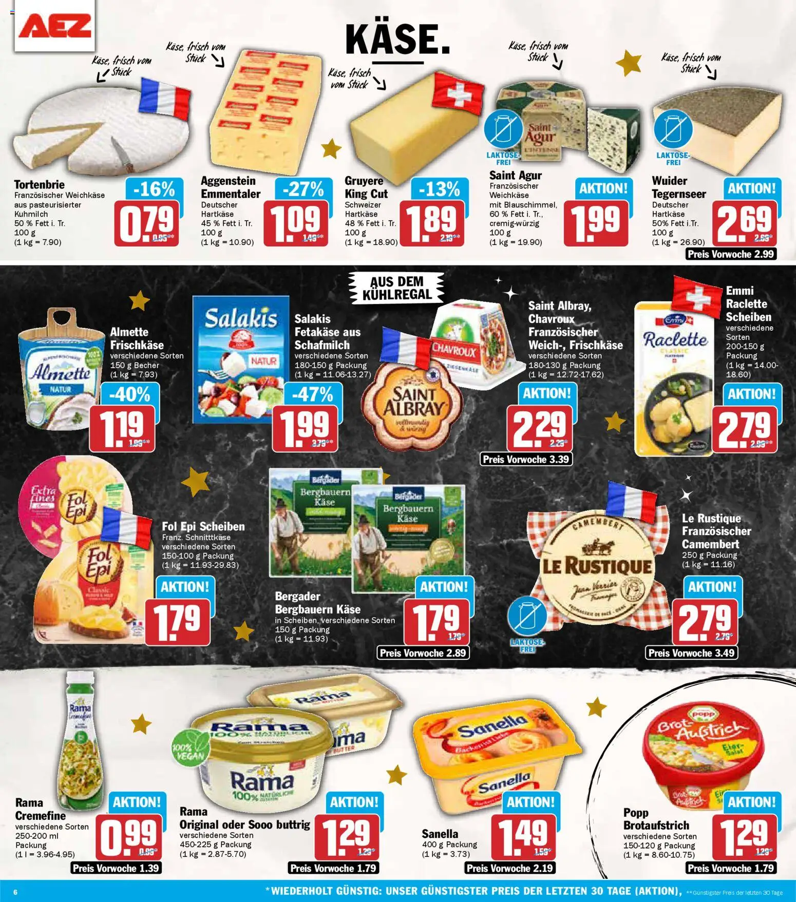 AEZ Prospekt 	 – gültig ab 01.12.2025 | Seite: 6 | Produkte: Almette, Butter, Salakis, Frischkase