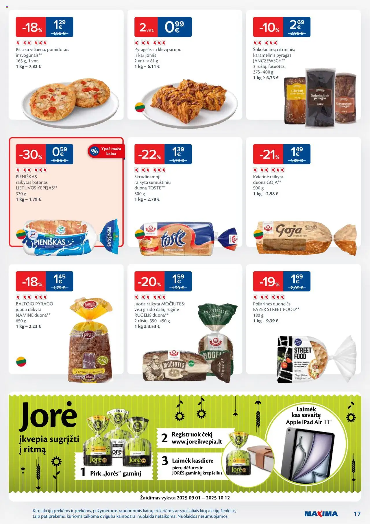 MAXIMA akcijos nuo 09.09.2025 | Puslapis: 17 | Prekių: Pyragas, Žaidimas, Duona, Pica