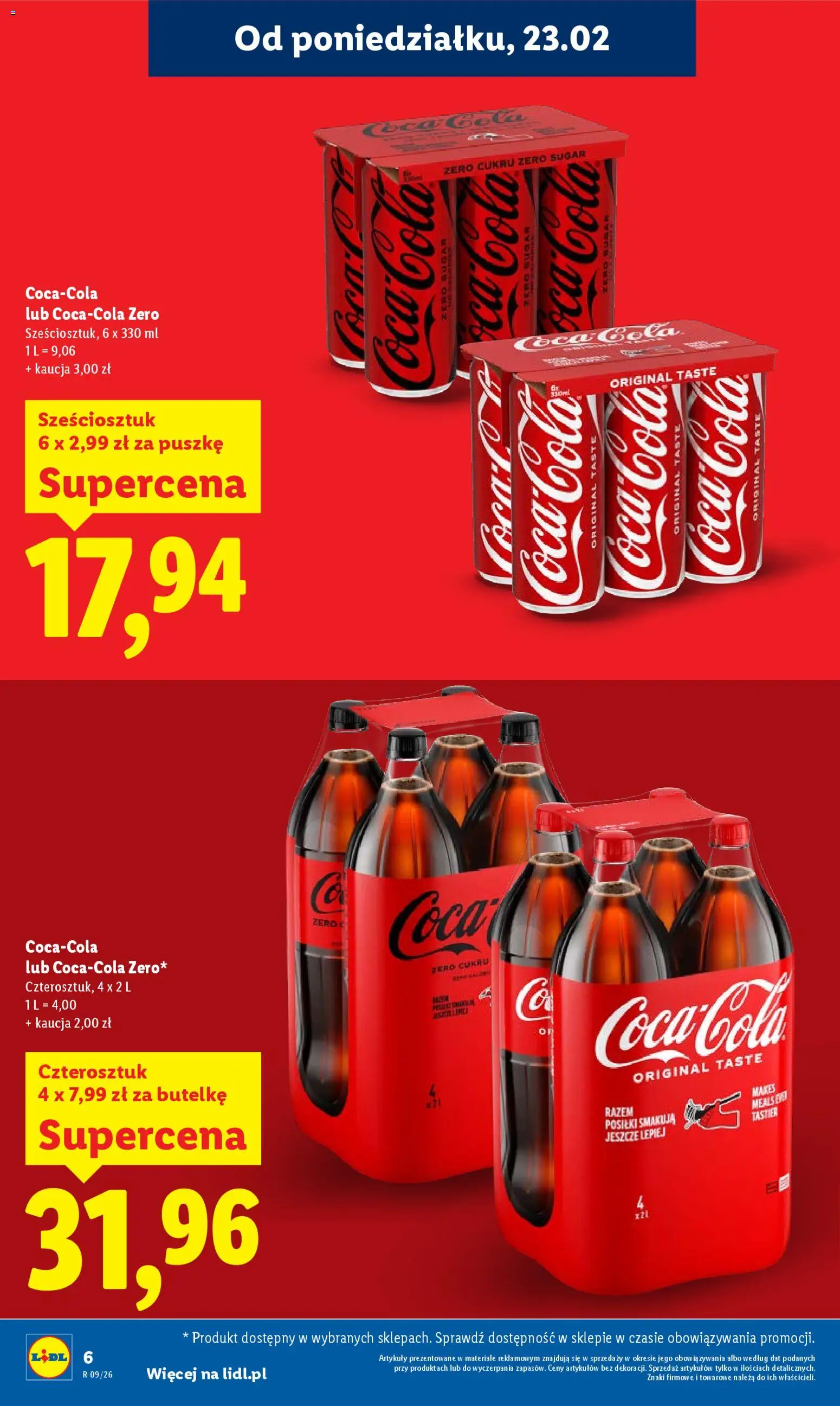 Lidl Gazetka od 23.02.2026 | Strona: 6 | Produkty: Coca cola