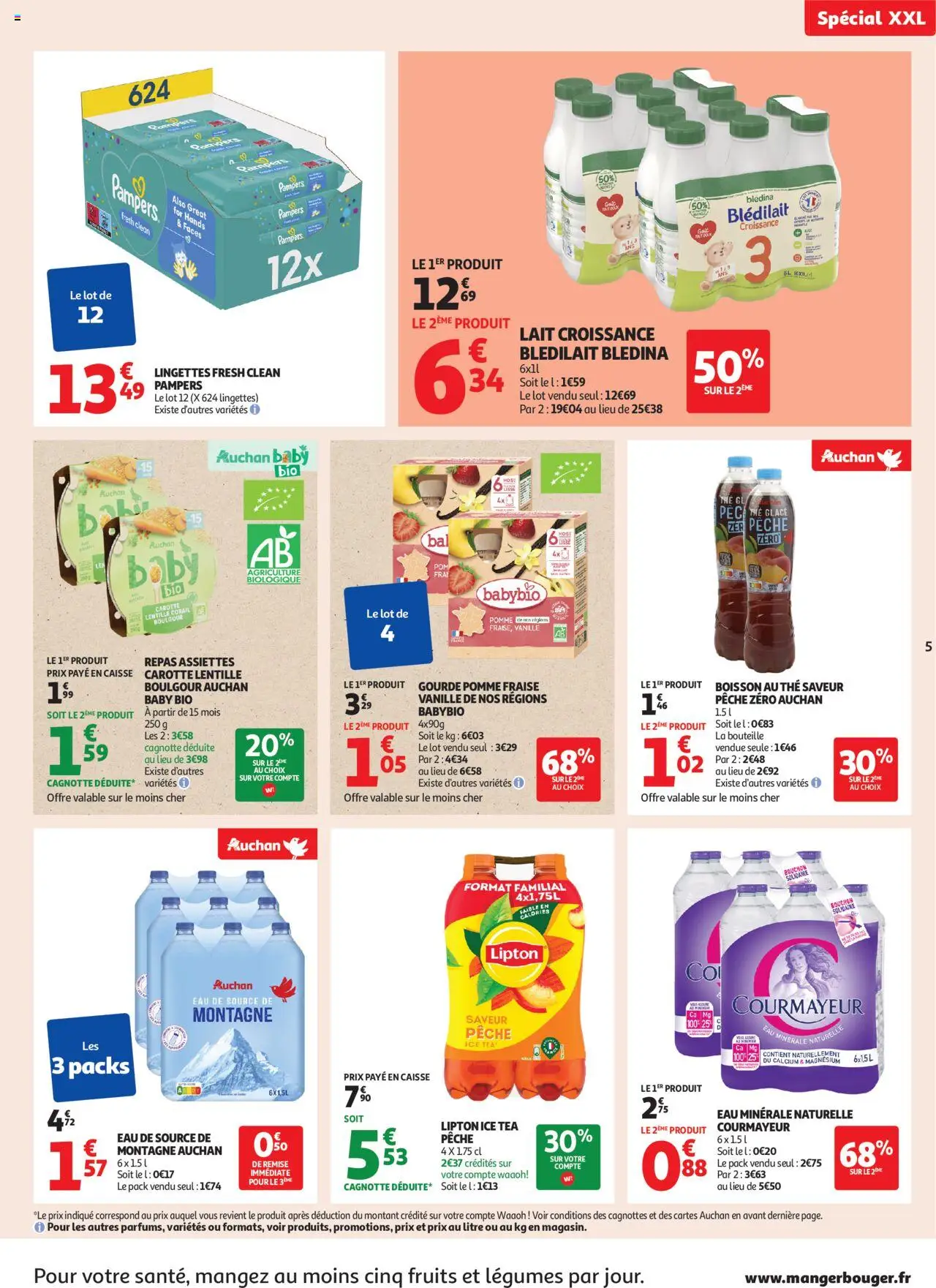  | Page: 5 | Produits: Pampers, Gourde, Eau minérale naturelle, Eau de source
