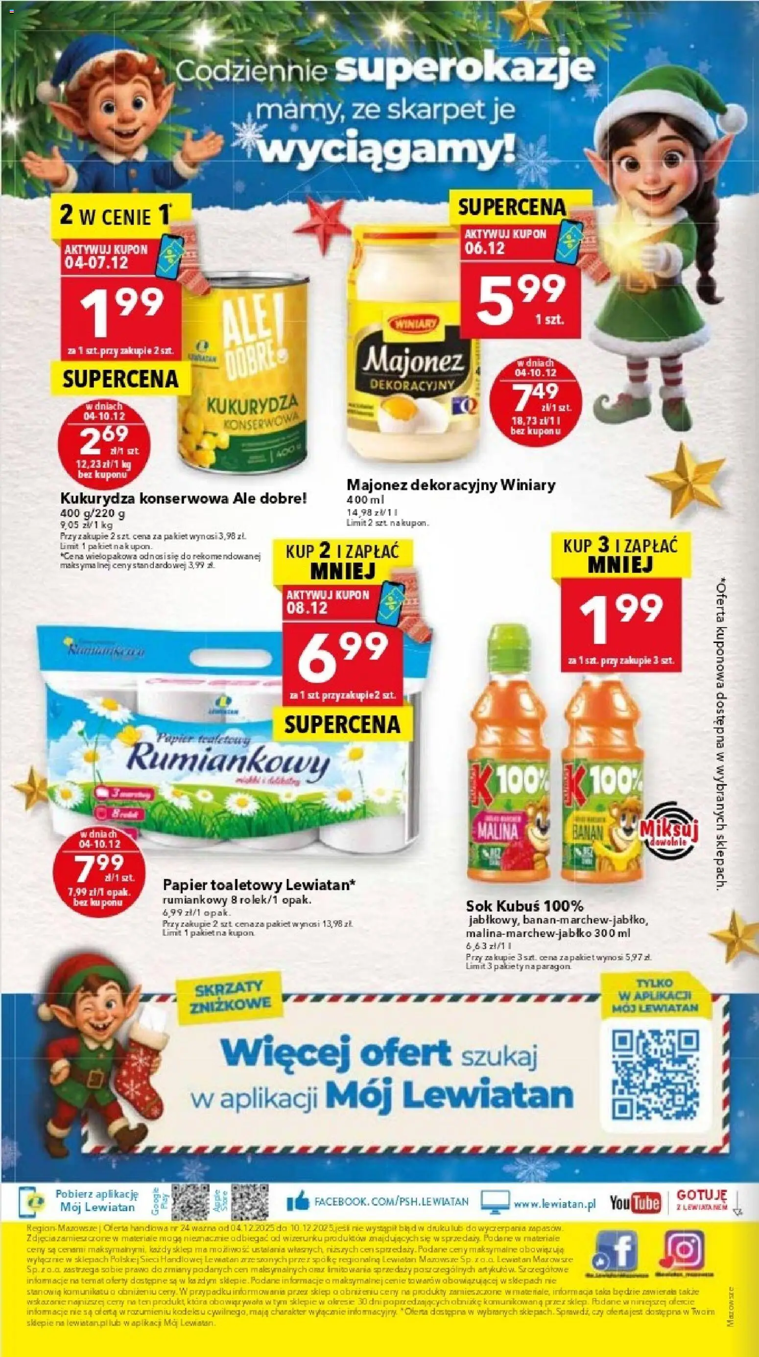 Lewiatan gazetka - Warszawa od 04.12.2025 | Strona: 16 | Produkty: Malina, Papier toaletowy, Sok, Majonez