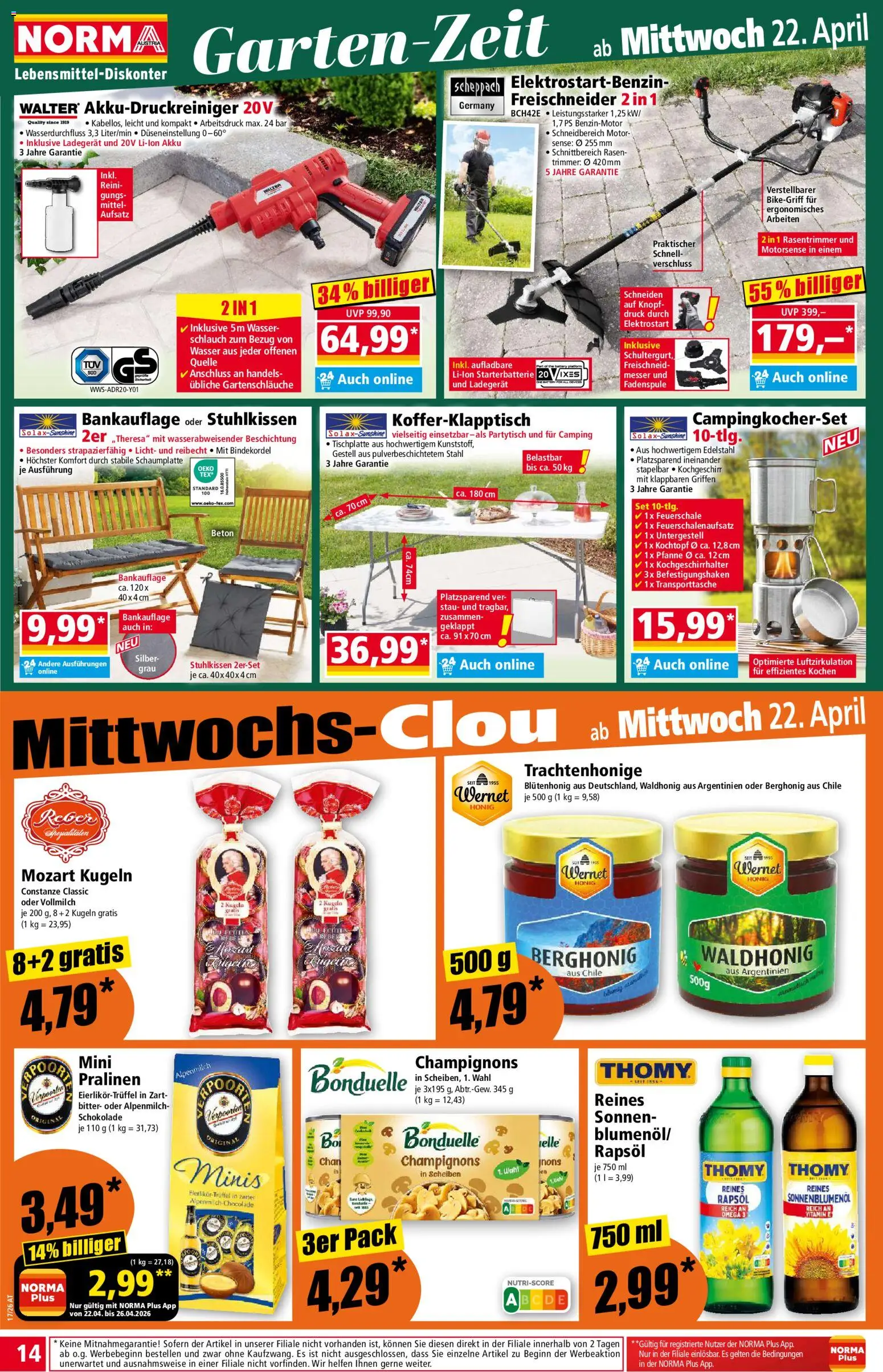 Norma Flugblatt gültig ab 20.04.2026 | Seite: 14 | Produkte: Wasser, Schokolade