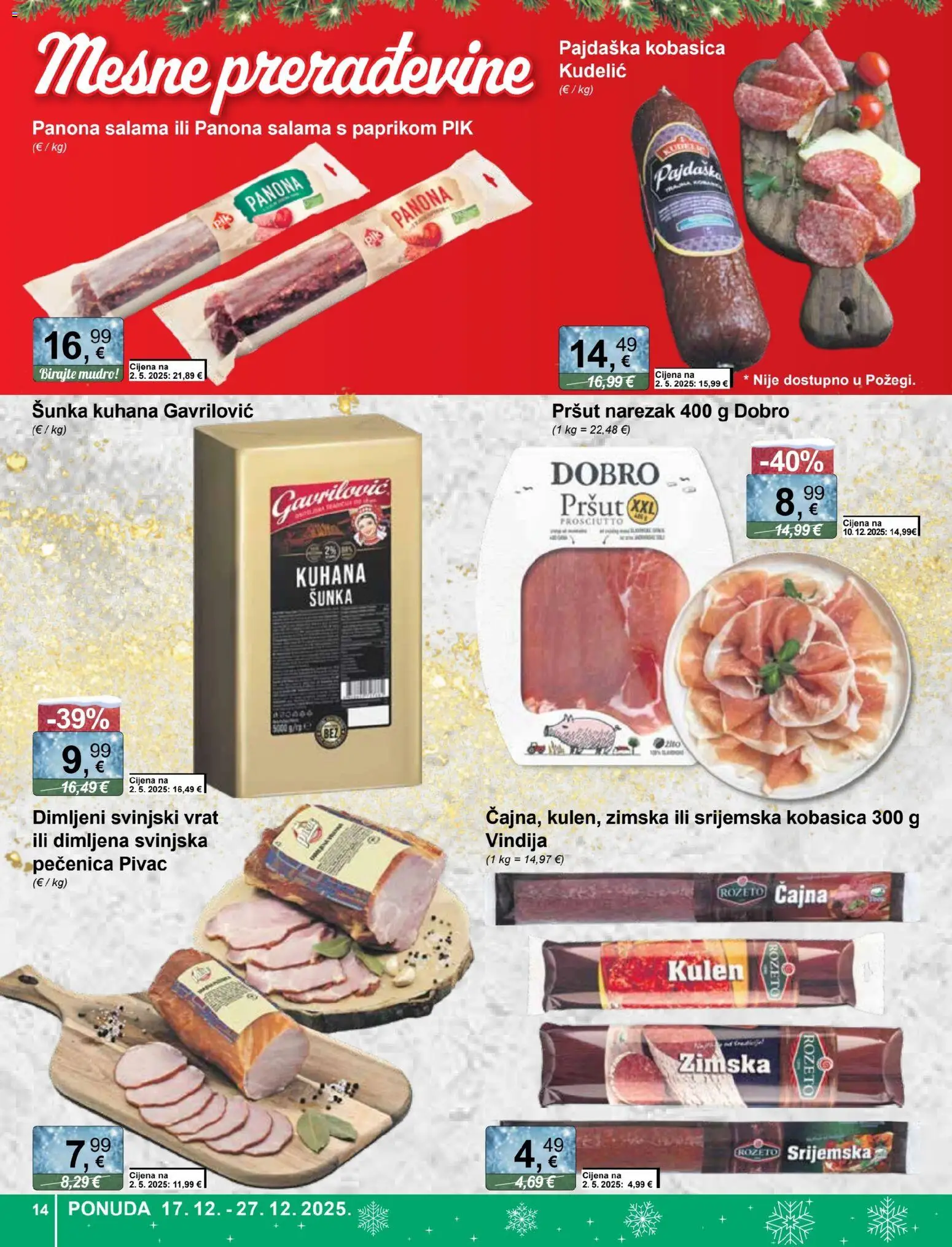 KTC katalog | vrijedi od 17.12.2025 | Stranica: 14 | Proizvodi: Svinjski vrat, Salama, Kobasica, Kulen