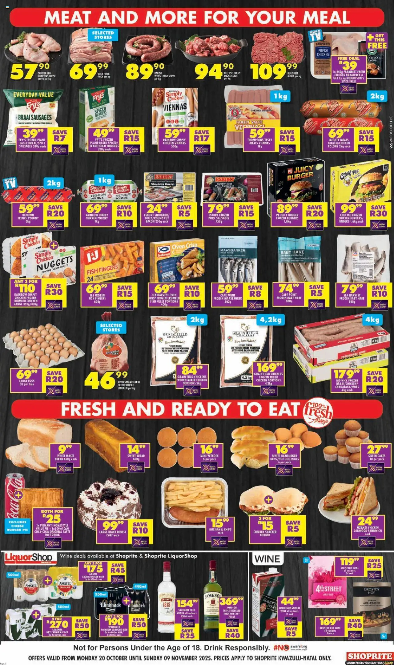 New Shoprite catalogue – valid from 20.10.2025 | Page: 2 | Products: Steak, Cider, Eggs, Pork