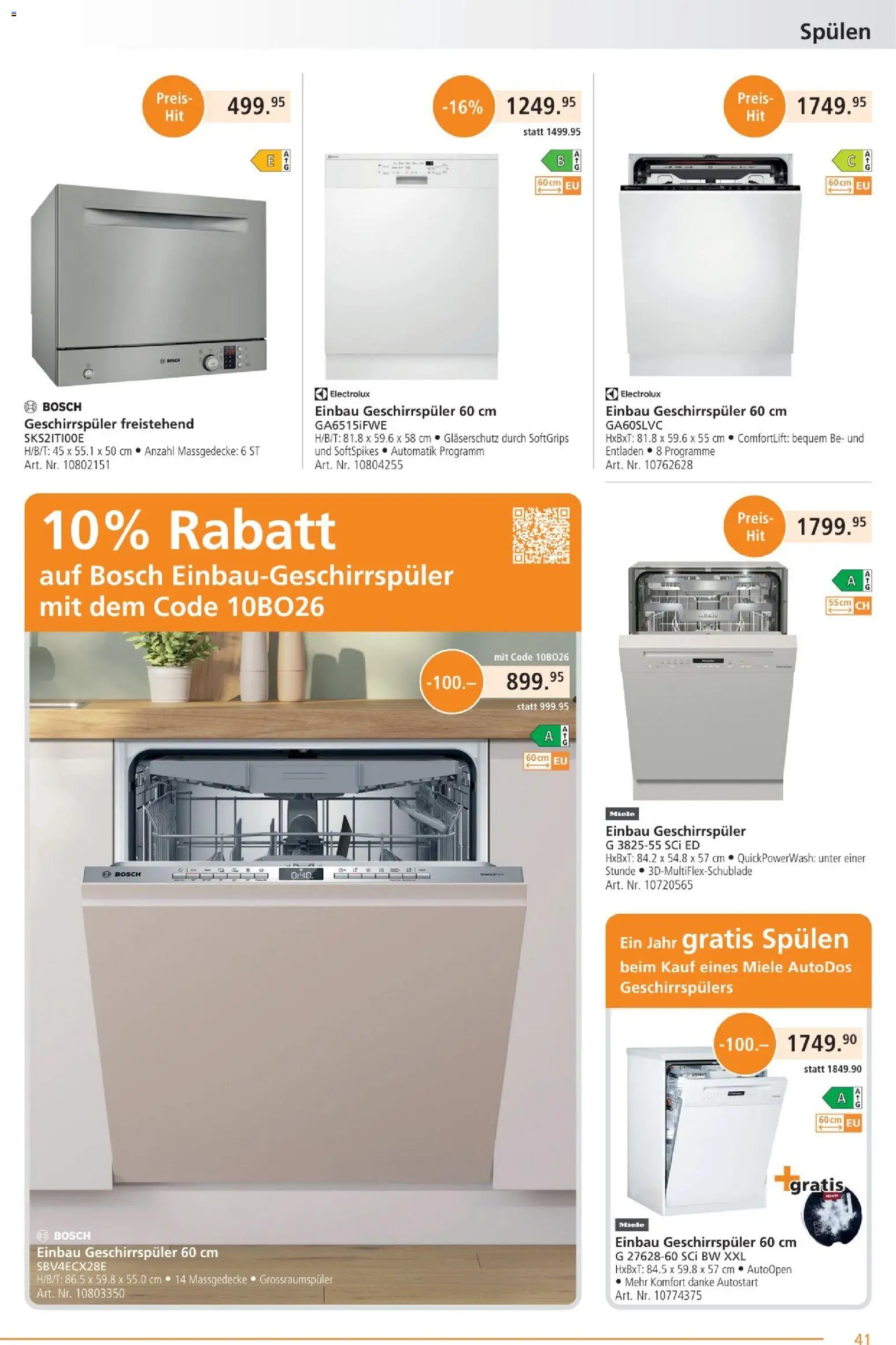 Fust Aktionen – gültig ab 26.01.2026 | Seite: 41 | Produkte: Geschirrspüler, Miele, Bosch