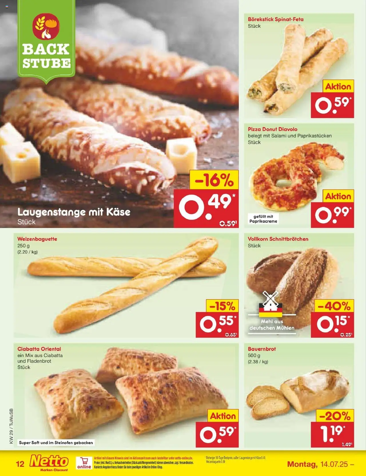 Netto Marken-Discount prospekt Calw-Stammheim	 - gültig ab dem 13.07.2025 | Seite: 16 | Produkte: Mehl, Käse, Salami, Pizza