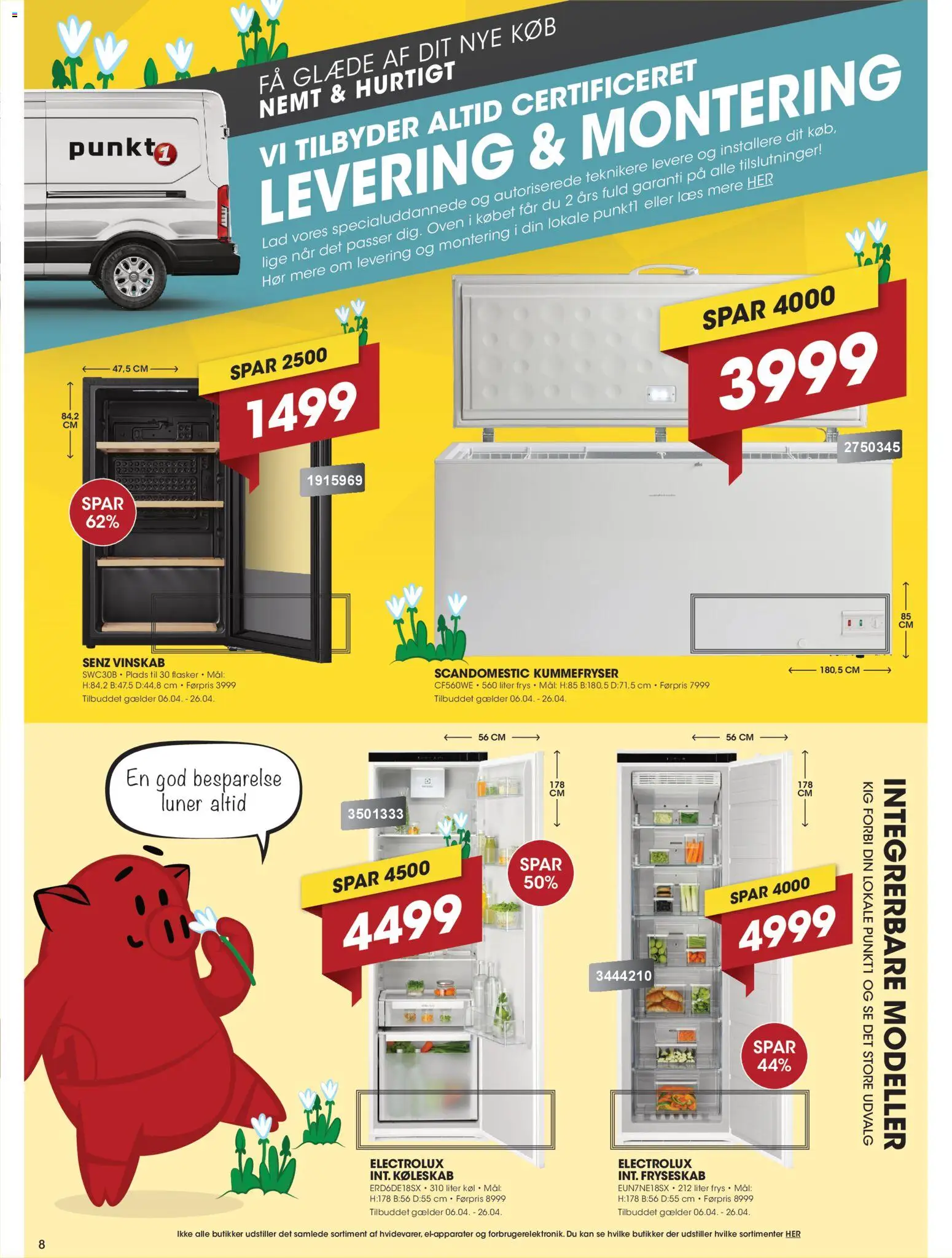 Punkt1 tilbudsavis – gyldig fra 06.04.2026 | Side: 8 | Produkter: Køleskab