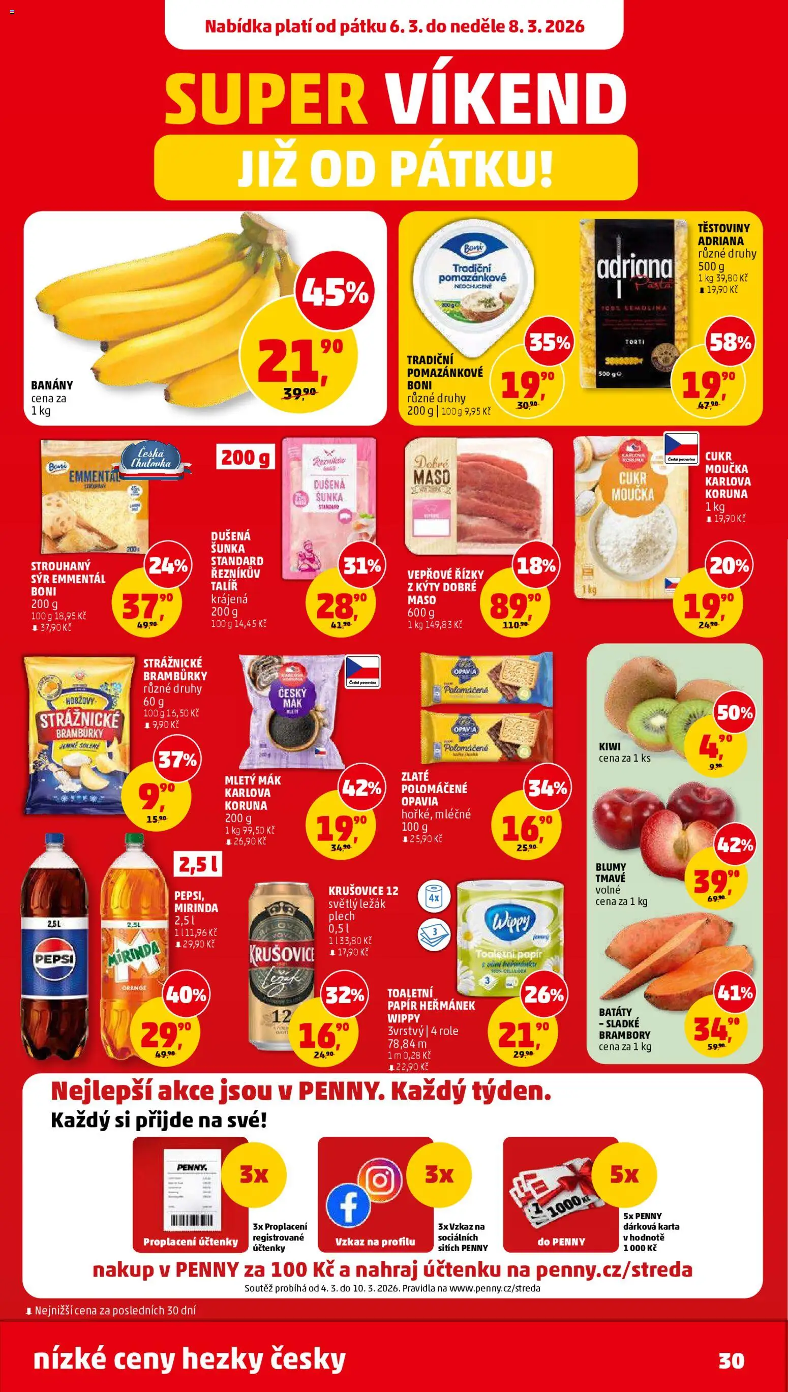 Penny Market leták od 04.03.2026 | Strana: 30 | Produkty: Těstoviny, Plech, Mirinda, Maso