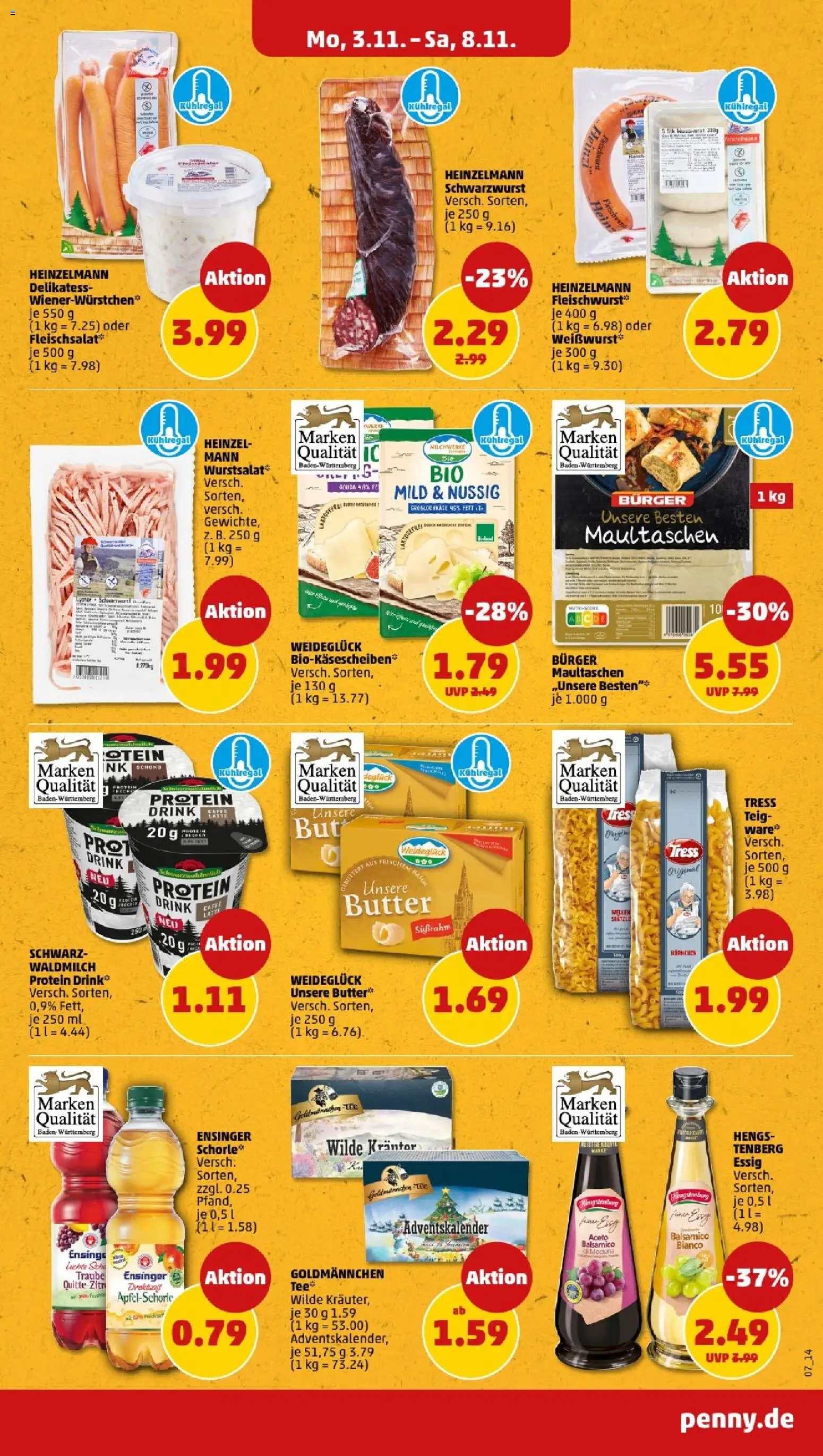 Penny - Baden-Württemberg – gültig ab 03.11.2025 | Seite: 9 | Produkte: Butter, Essig, Burger, Maultaschen