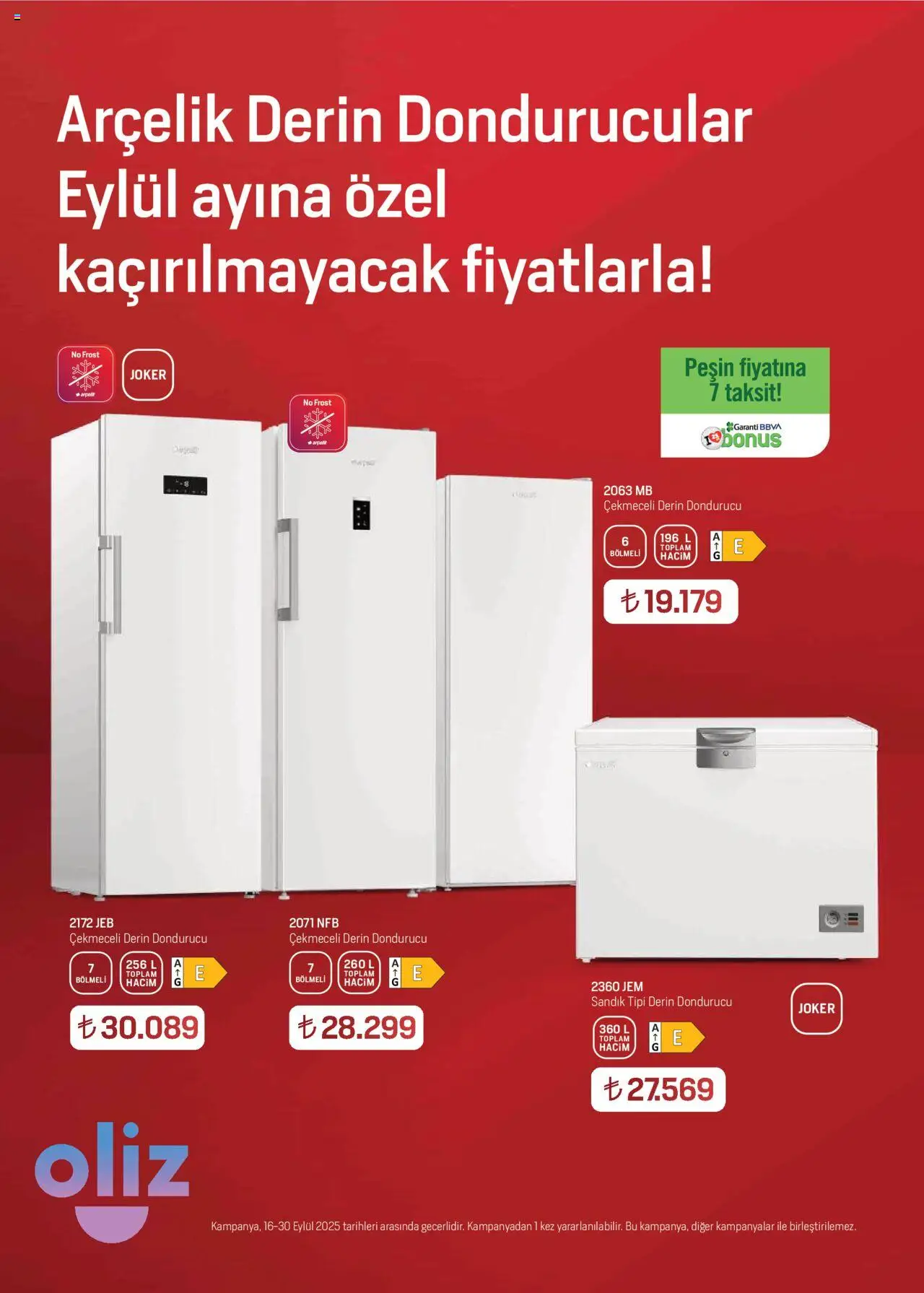 Arçelik Katalog - 16.09.2025 tarihinden itibaren geçerlidir | Sayfa: 13 | Ürünler: Dondurucu