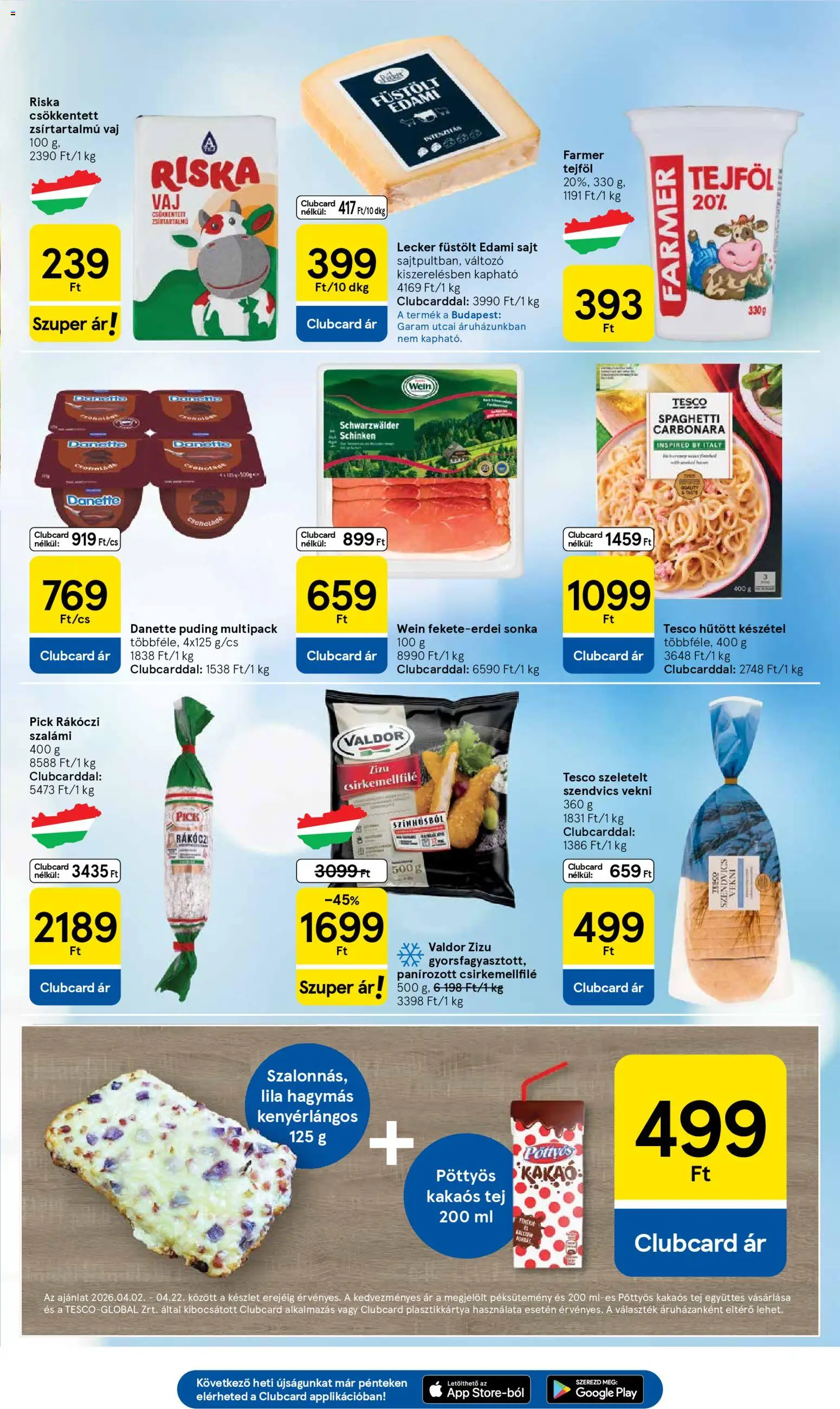 Tesco akciós ujság - amely érvényes a következő dátumtól: 16.04.2026 | Oldal: 3 | Termékek: Puding, Tej, Vaj, Kakaós tej