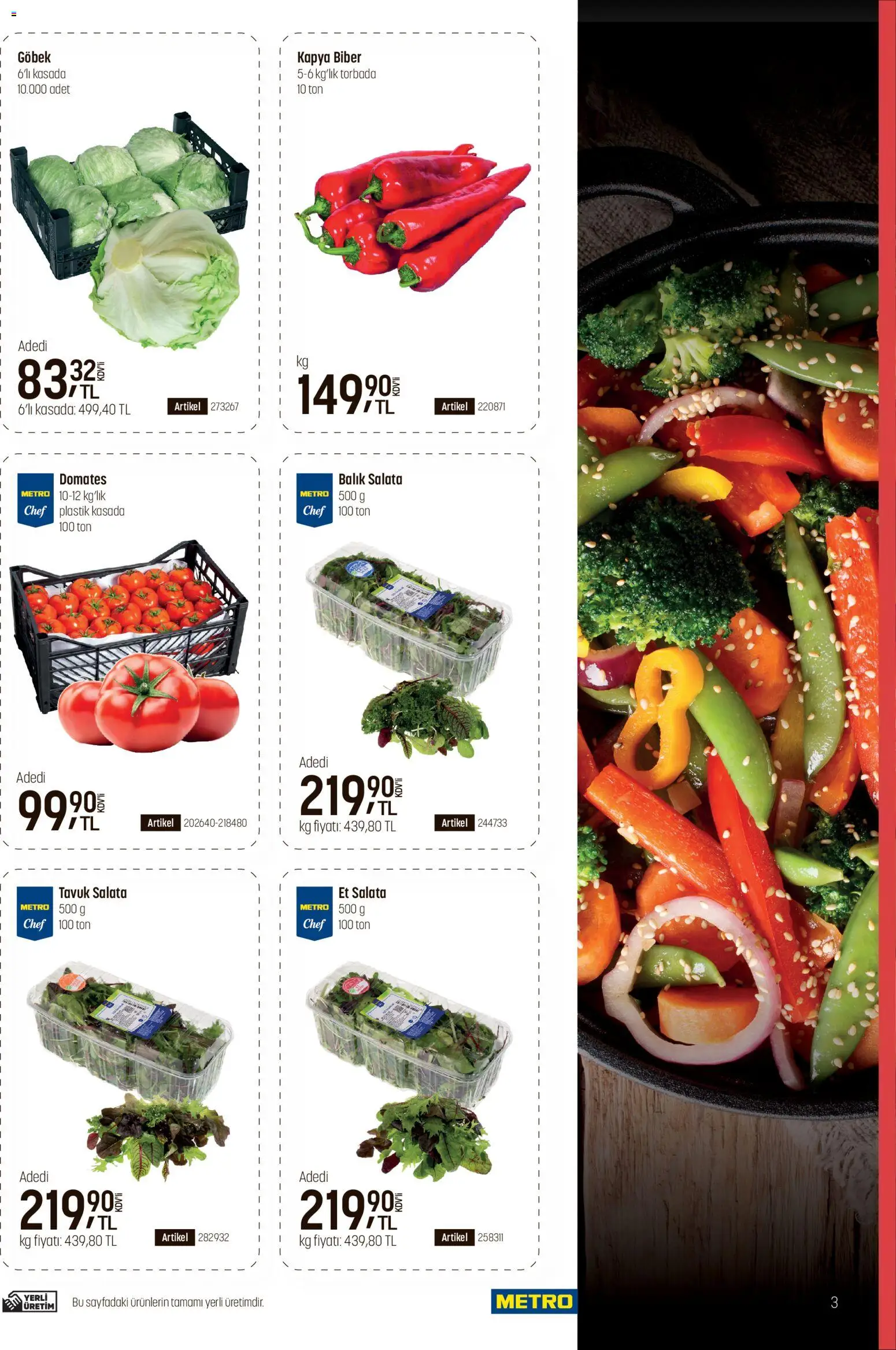 Metro - Fast Food Kataloğu - 22.04.2026 tarihinden itibaren geçerlidir | Sayfa: 3 | Ürünler: Domates, Balık, Salata, Biber