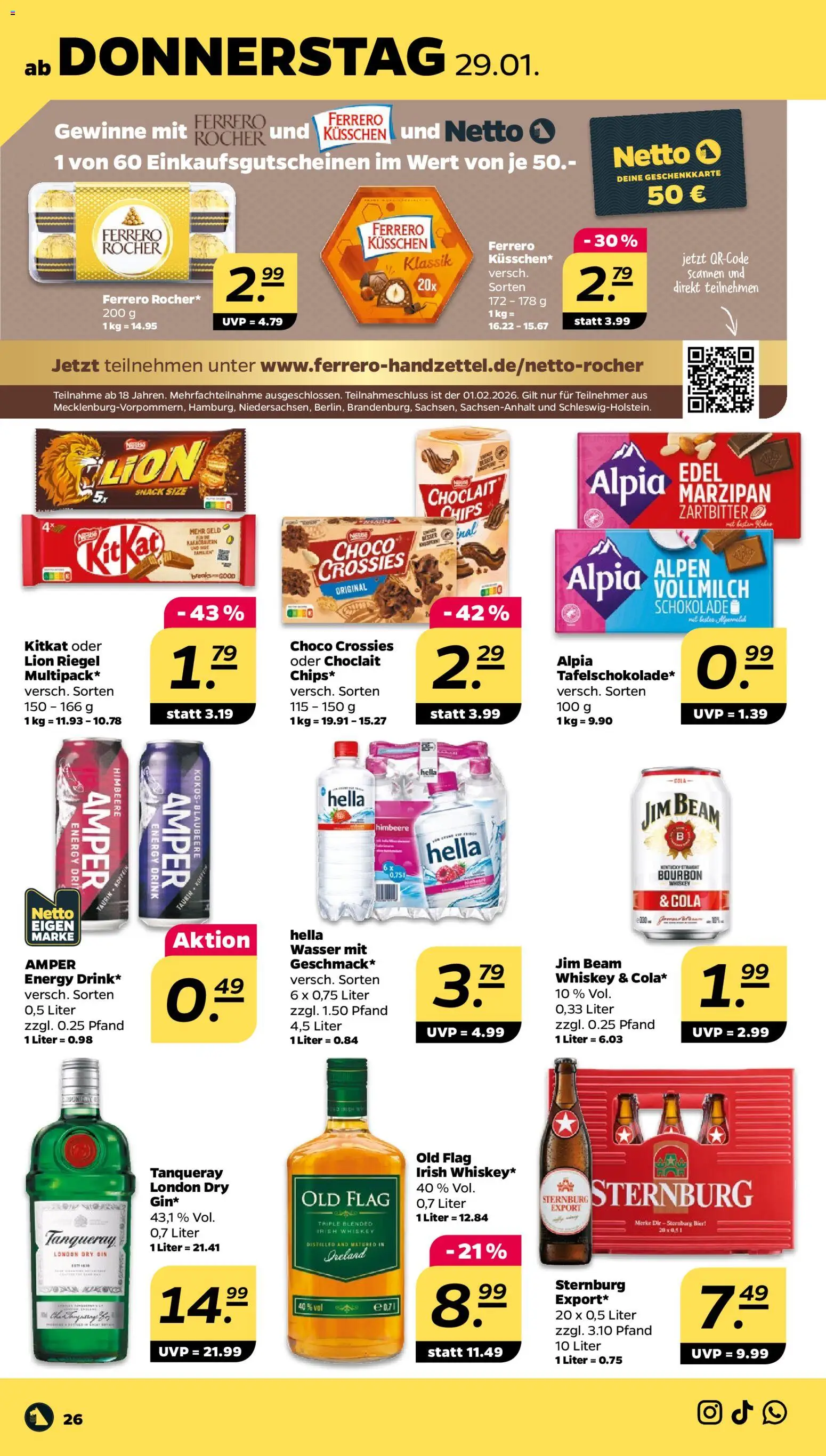 Netto Prospekt 	 – gültig ab 25.01.2026 | Seite: 28 | Produkte: Energy, Schokolade, Bier, Bourbon
