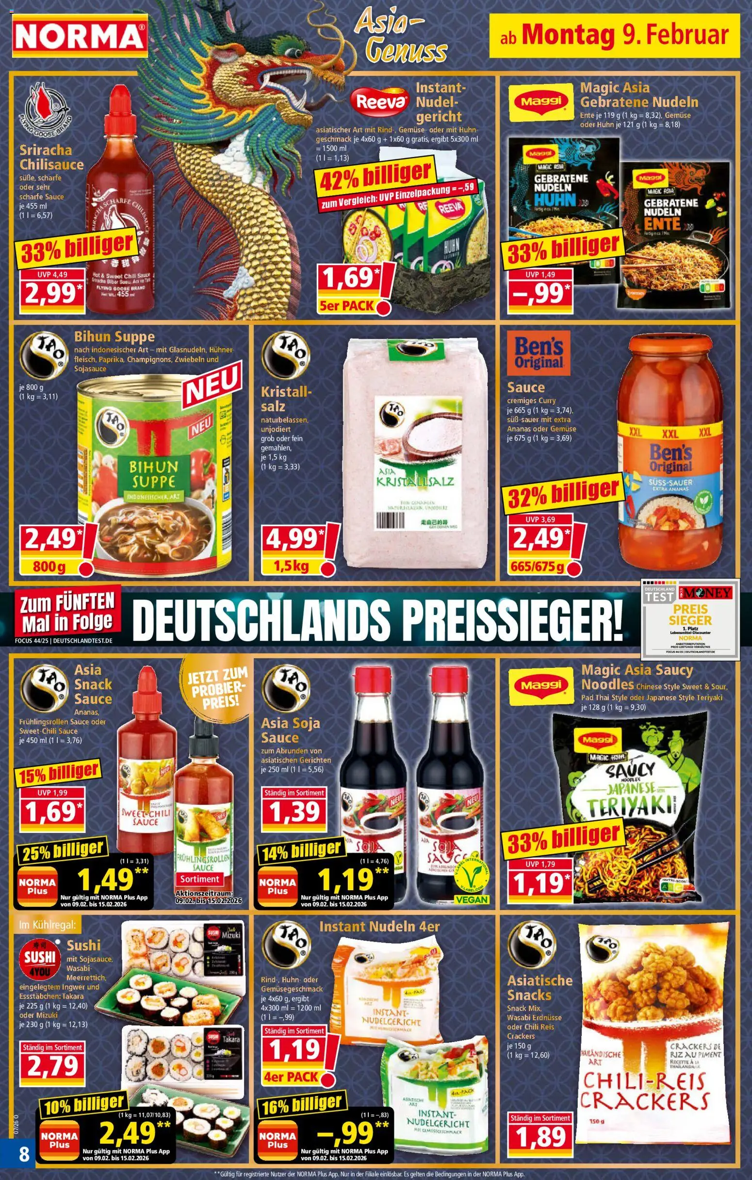 Norma Prospekt 	 – gültig ab 09.02.2026 | Seite: 8 | Produkte: Erdnüsse, Ananas, Gemüse, Ente
