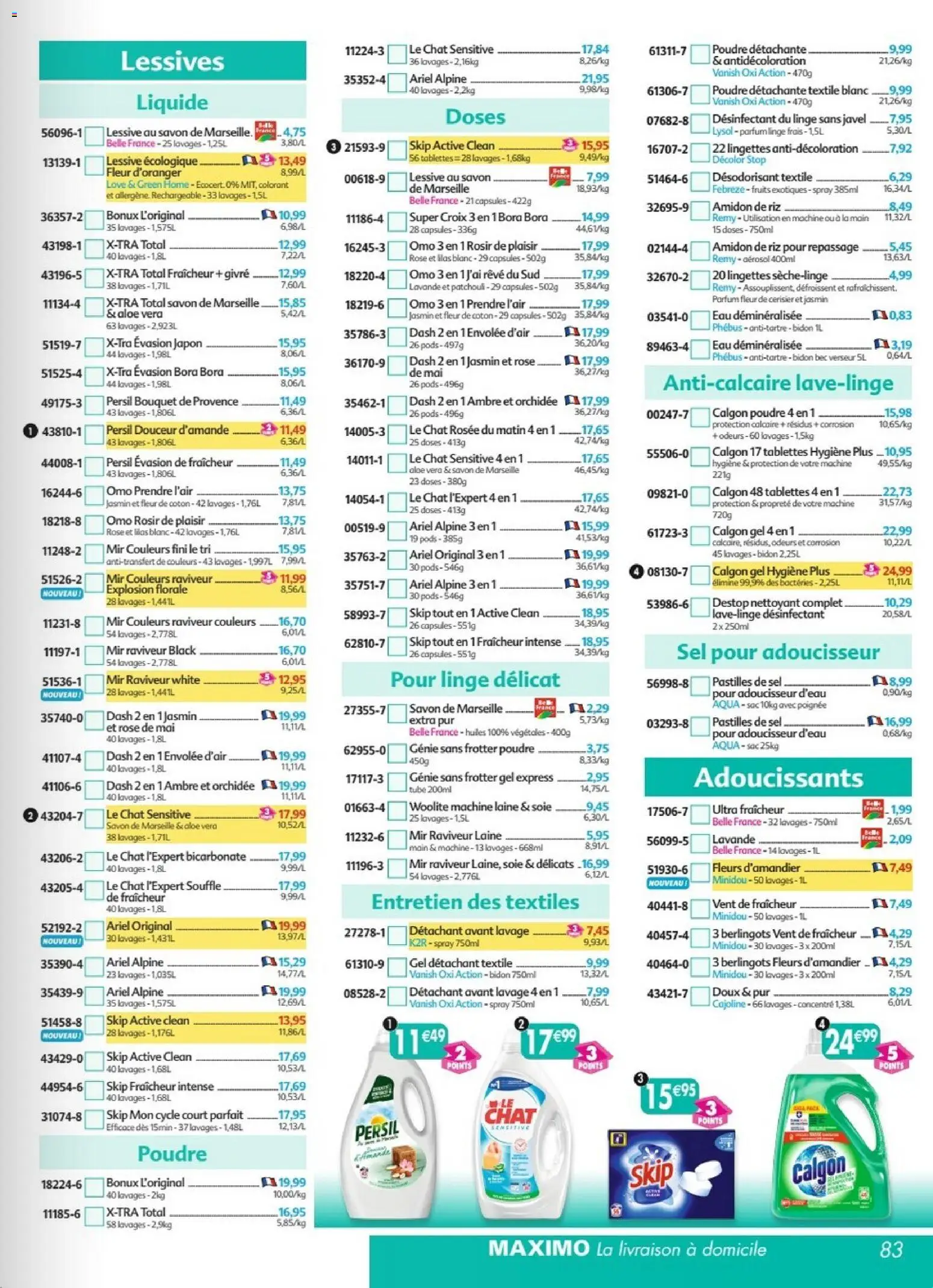 {H1} | Page: 83 | Produits: Coton, Eau déminéralisée, Sel, Lessive