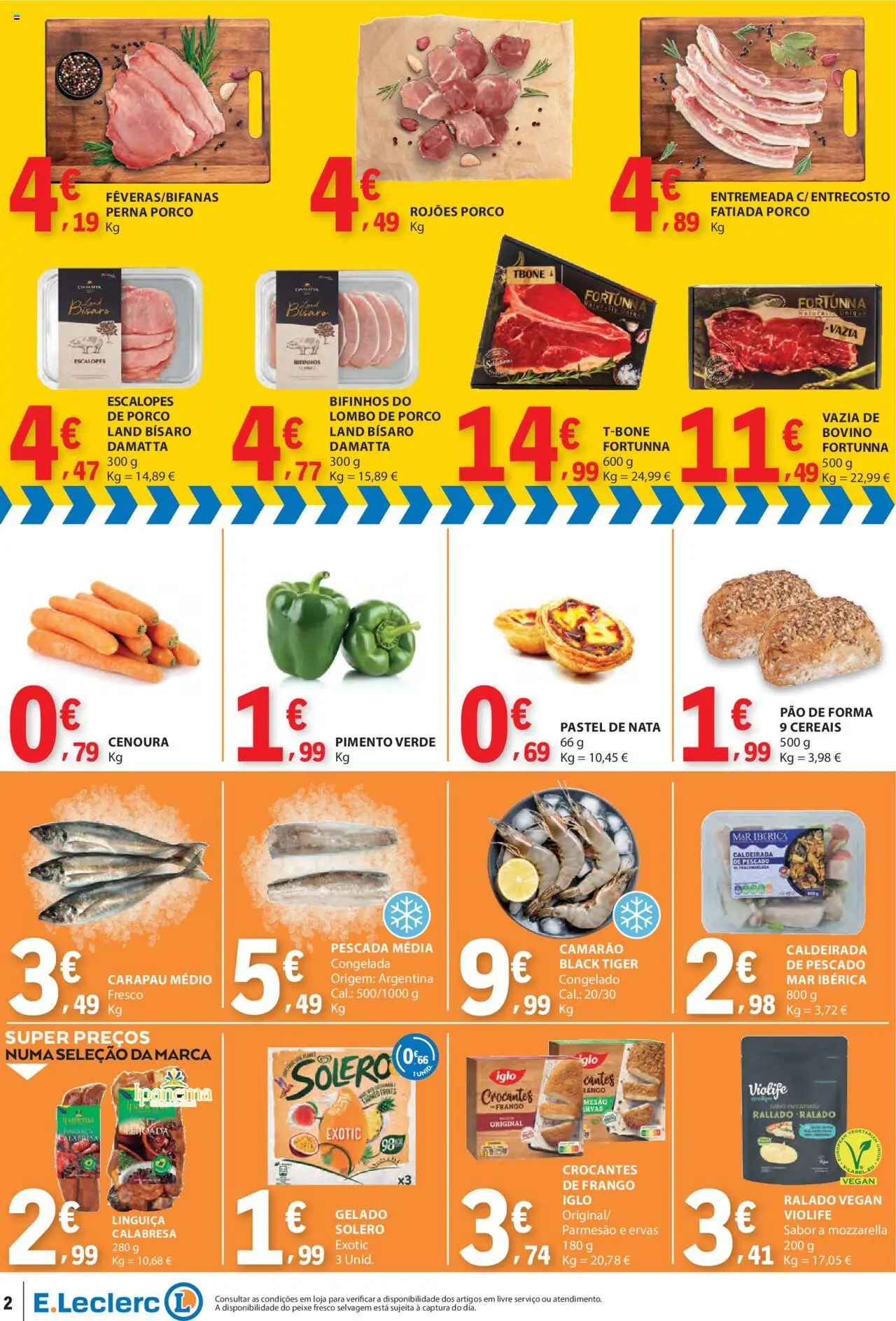 E.Leclerc Catálogo Fim de Semana │ válido de 15.08.2025 | Página: 2 | Produtos: Pescada, Gelado, Linguiça, Nata