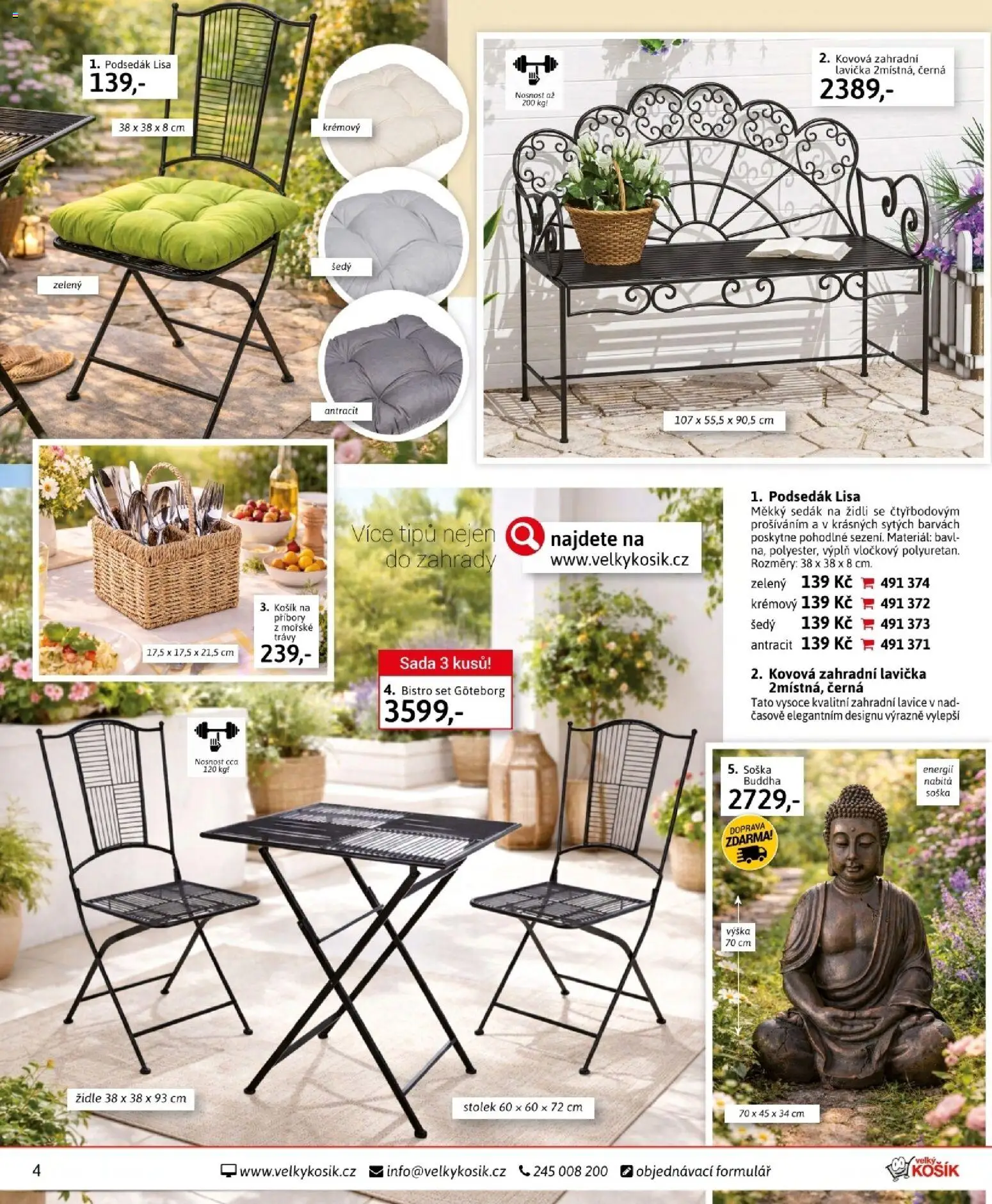 Velký Košík katalog duben 2026 od 01.04.2026 | Strana: 4 | Produkty: Zahradní lavice, Stolek, Židle, Lavice