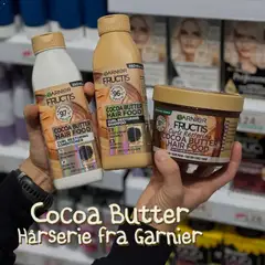 Forhåndsvisning av GARNIER FRUCTIS COCOA BUTTER HAIR FOOD CURL RESTORING SHAMPOO, Curl restoring shampoo with 72H curl definition, vegan formula, no silicone for a natural feel, for dry curly hair. 96% natural origin. gyldig fra 11.11.2025 | Side: 2 | Produkter: Shampoo