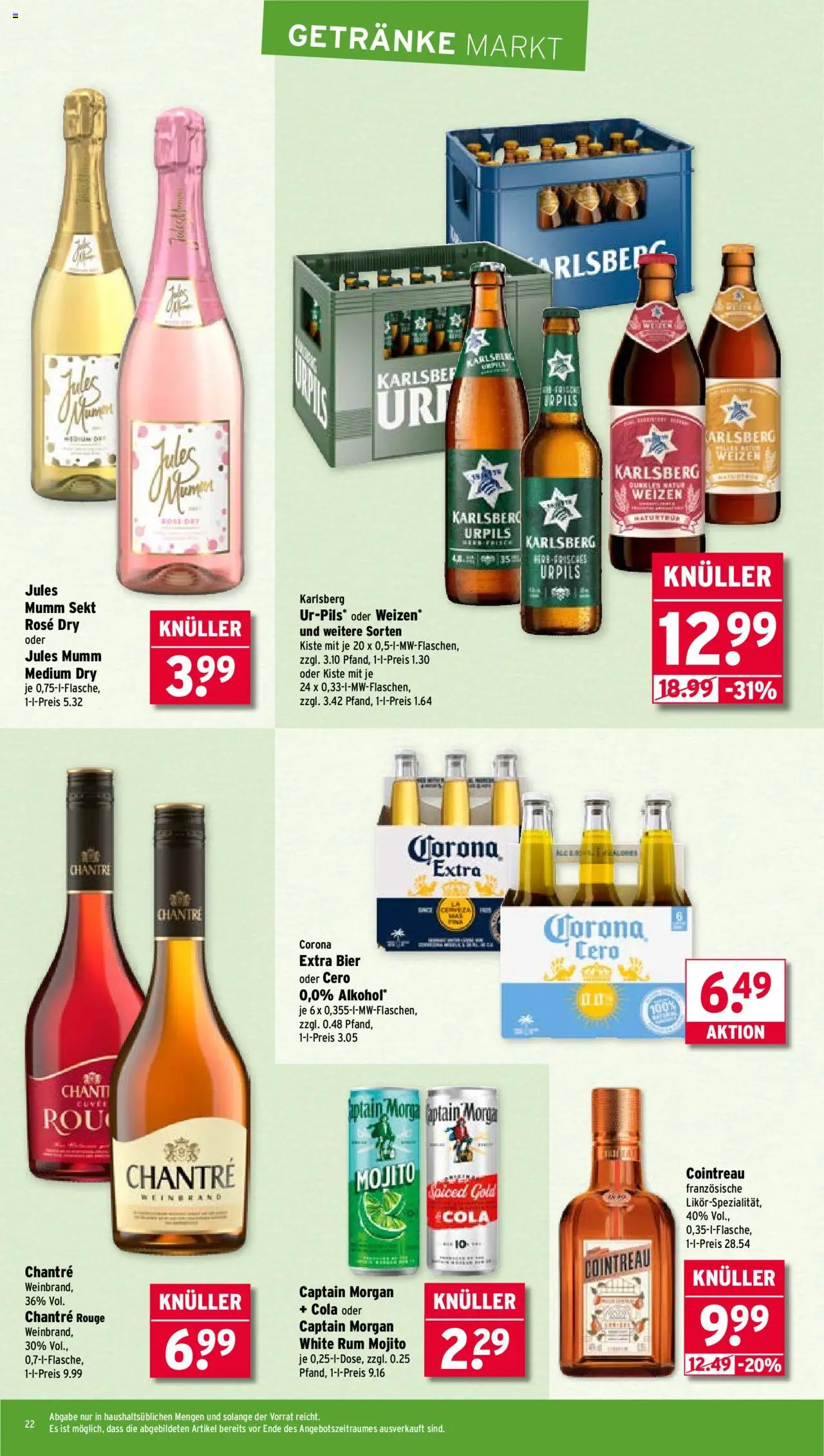 Wasgau Prospekt 	 - gültig ab dem 28.07.2025 | Seite: 22 | Produkte: Mumm sekt, Cola, Bier, Chantré