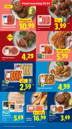 Zalmfilet, met huid, 8 x 125 g - Voorbeeld van een folder van Lidl, geldig van 20.04.2026 | Pagina: 13 | Producten: Gehakt, Hamburger, Kész piskótalap, Rundvlees