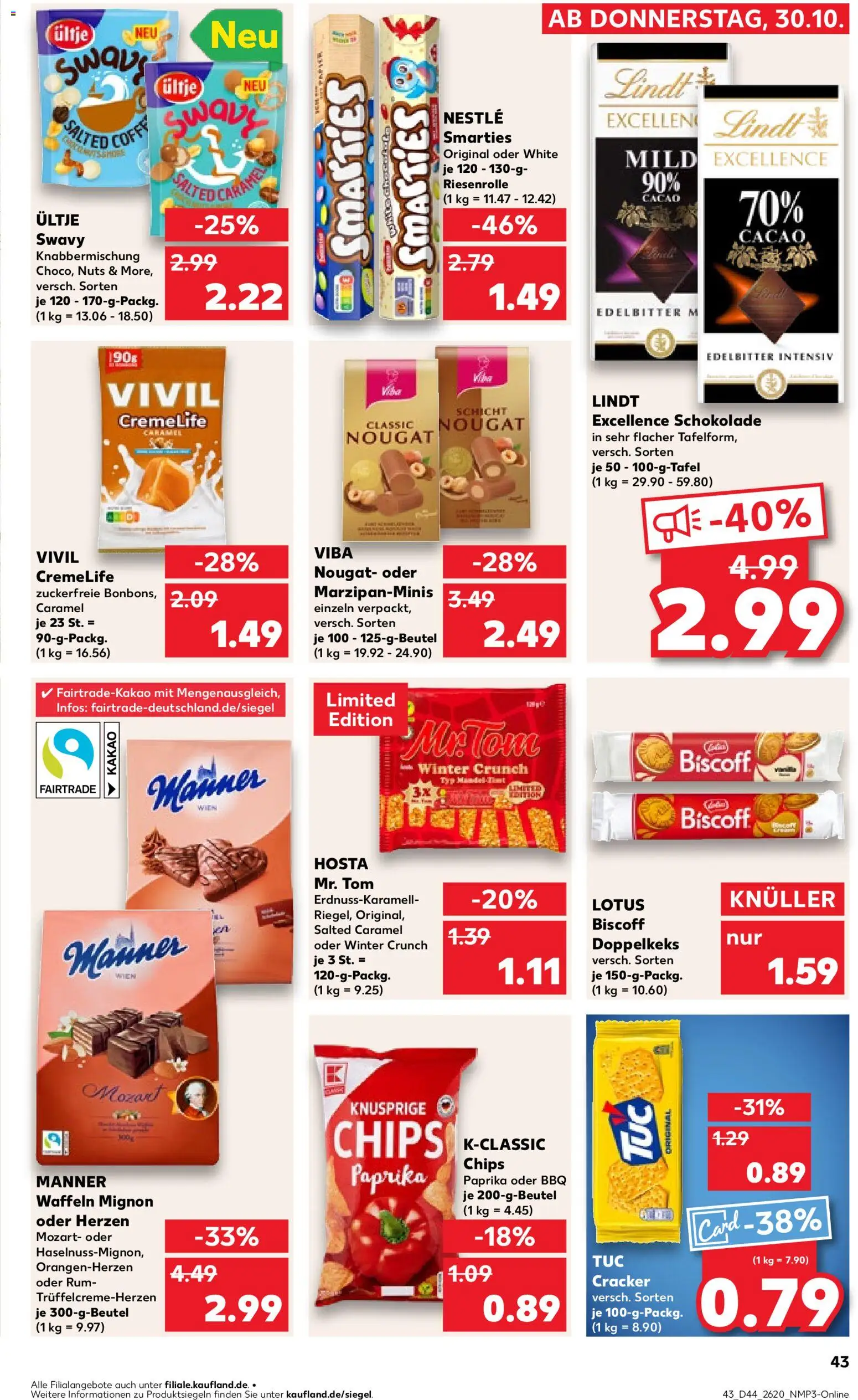 Kaufland prospekt Leipzig	 – gültig ab 02.11.2025 | Seite: 43 | Produkte: Rum, Smarties, Lindt, Chips