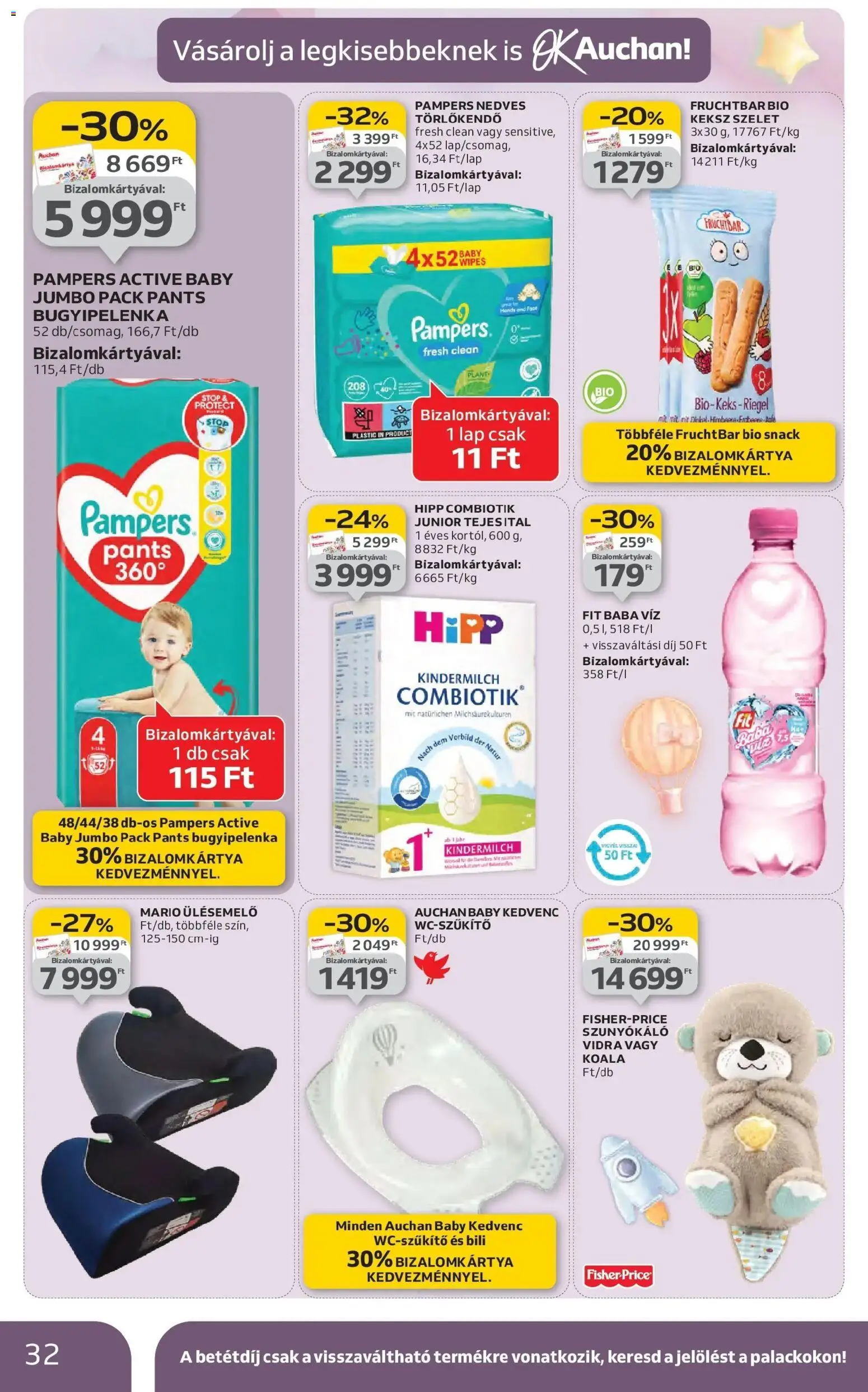 Auchan akciós ujság - amely érvényes a következő dátumtól: 22.01.2026 | Oldal: 32 | Termékek: Pampers, Törlőkendő, Keksz