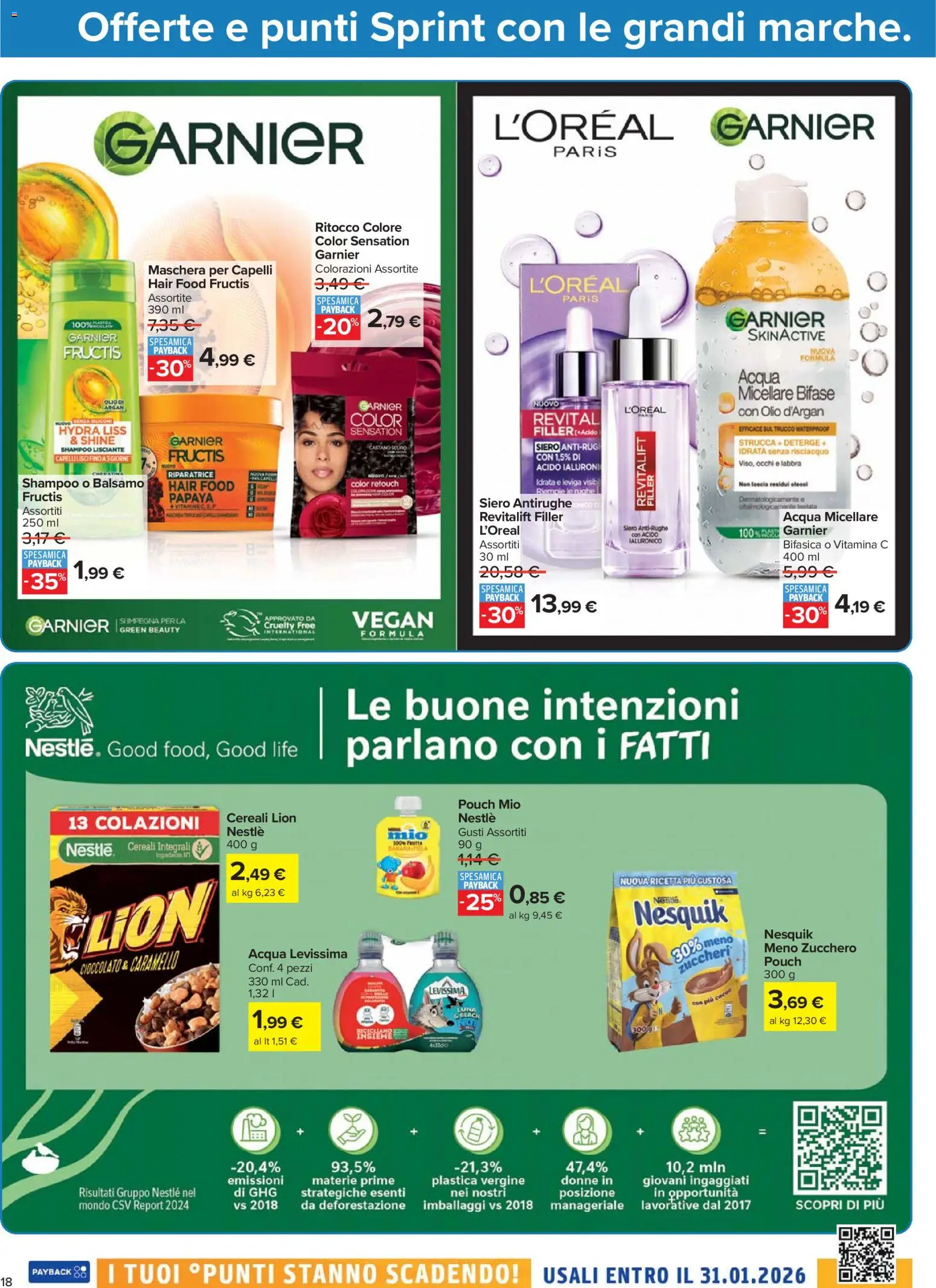Volantino Carrefour del 17.11.2025 | Pagina: 18 | Prodotti: Shampoo, Acqua micellare, Frutta, Olio