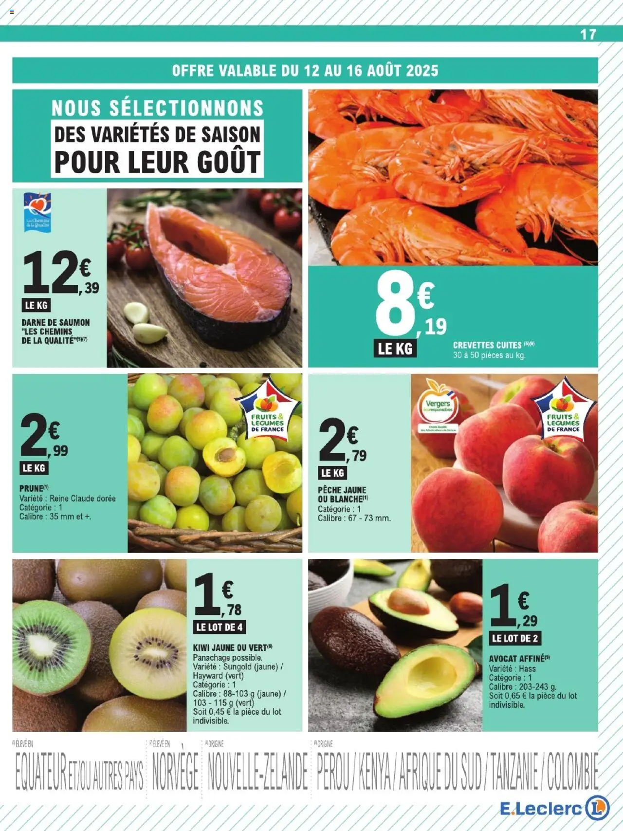  | Page: 17 | Produits: Pêche, Crevettes, Saumon, Kiwi