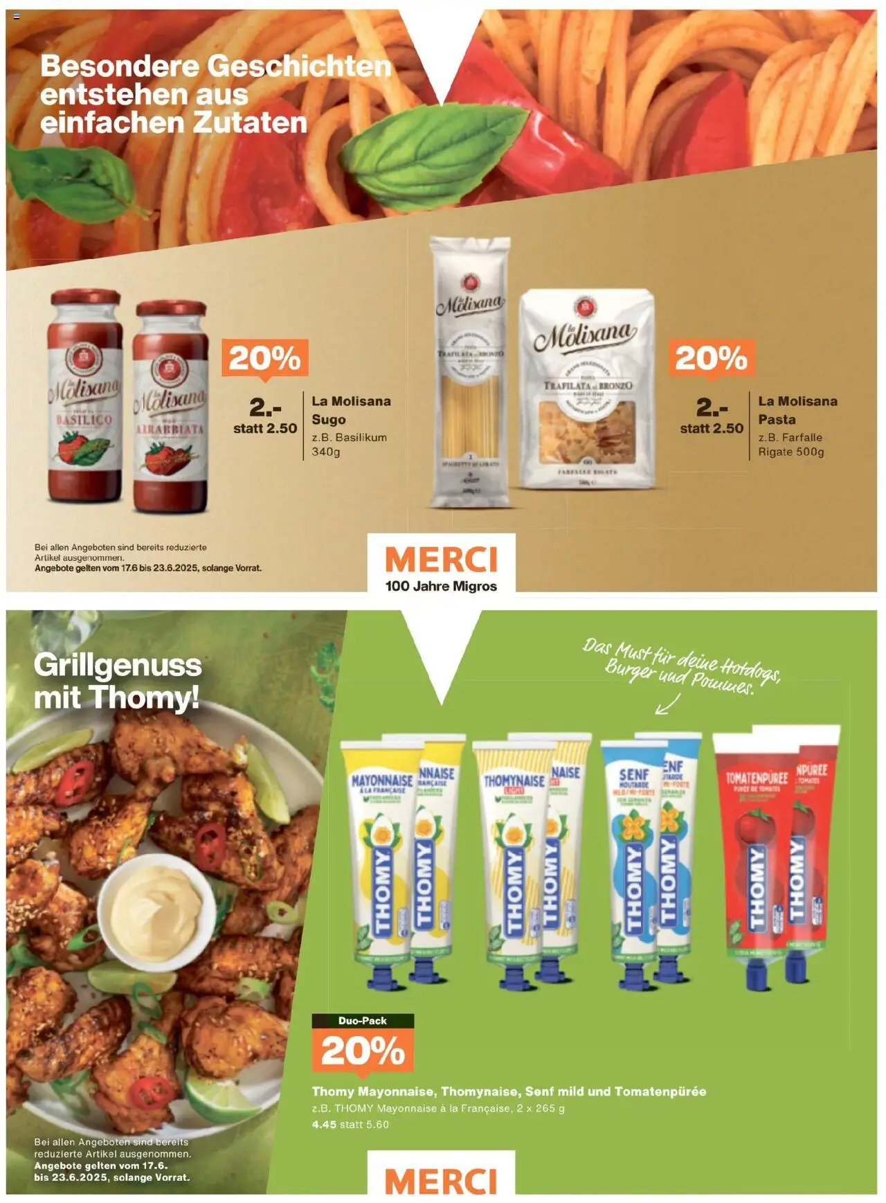 Migros Magazin ab 16.06.2025 | Seite: 36 | Produkte: Burger, Tomatenpüree, Pasta, Mayonnaise