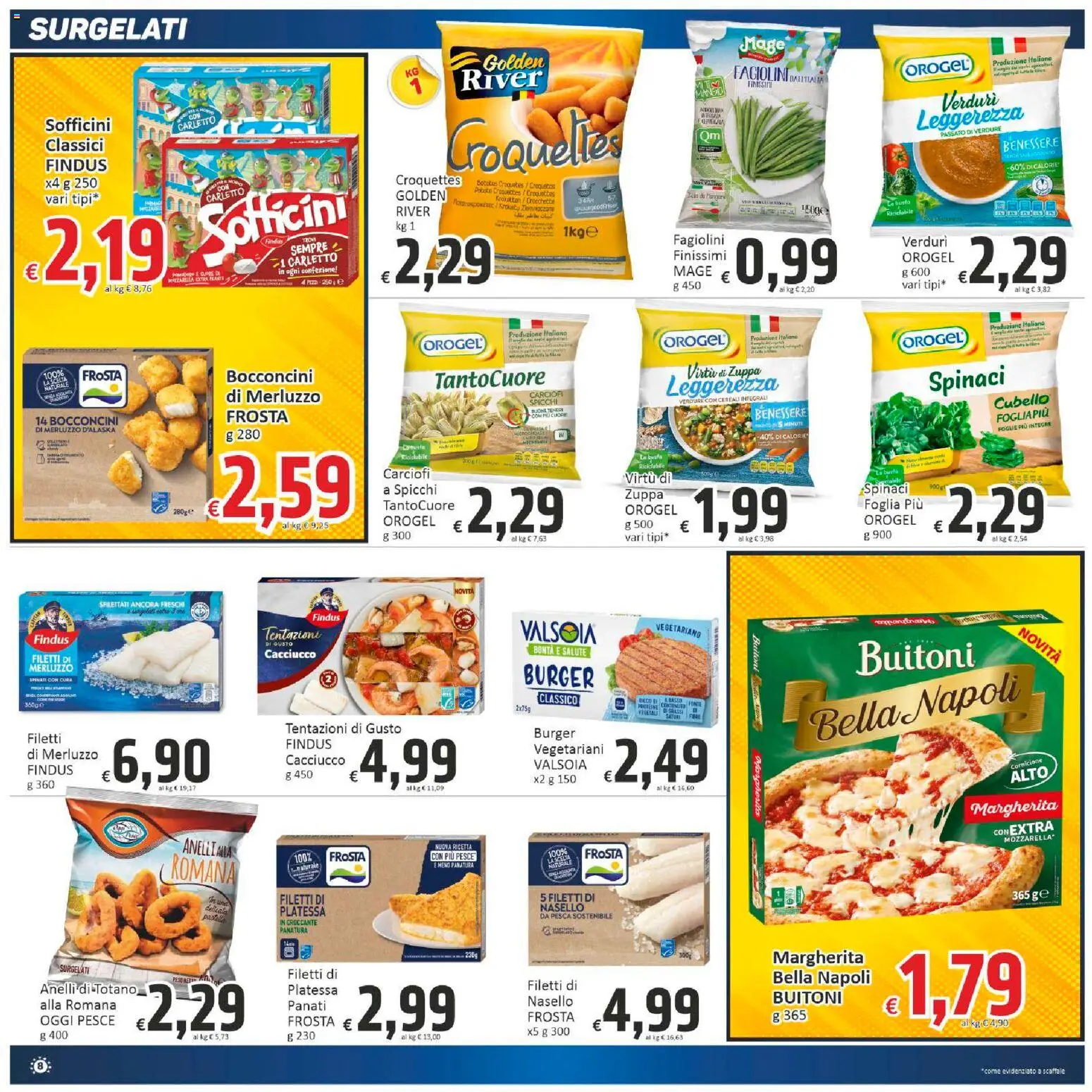 Volantino Paghi Poco del 07.01.2026 | Pagina: 8 | Prodotti: Merluzzo, Crocchette, Scaffale, Totano