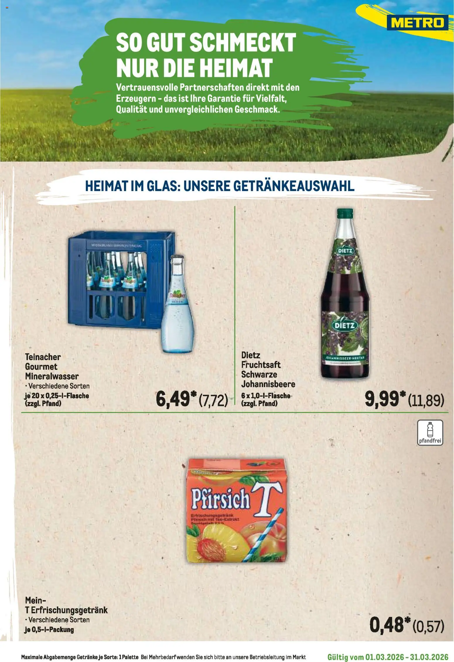 Metro Regionaler Flyer – gültig ab 01.03.2026 | Seite: 119 | Produkte: Mineralwasser, Pfirsich, Fruchtsaft
