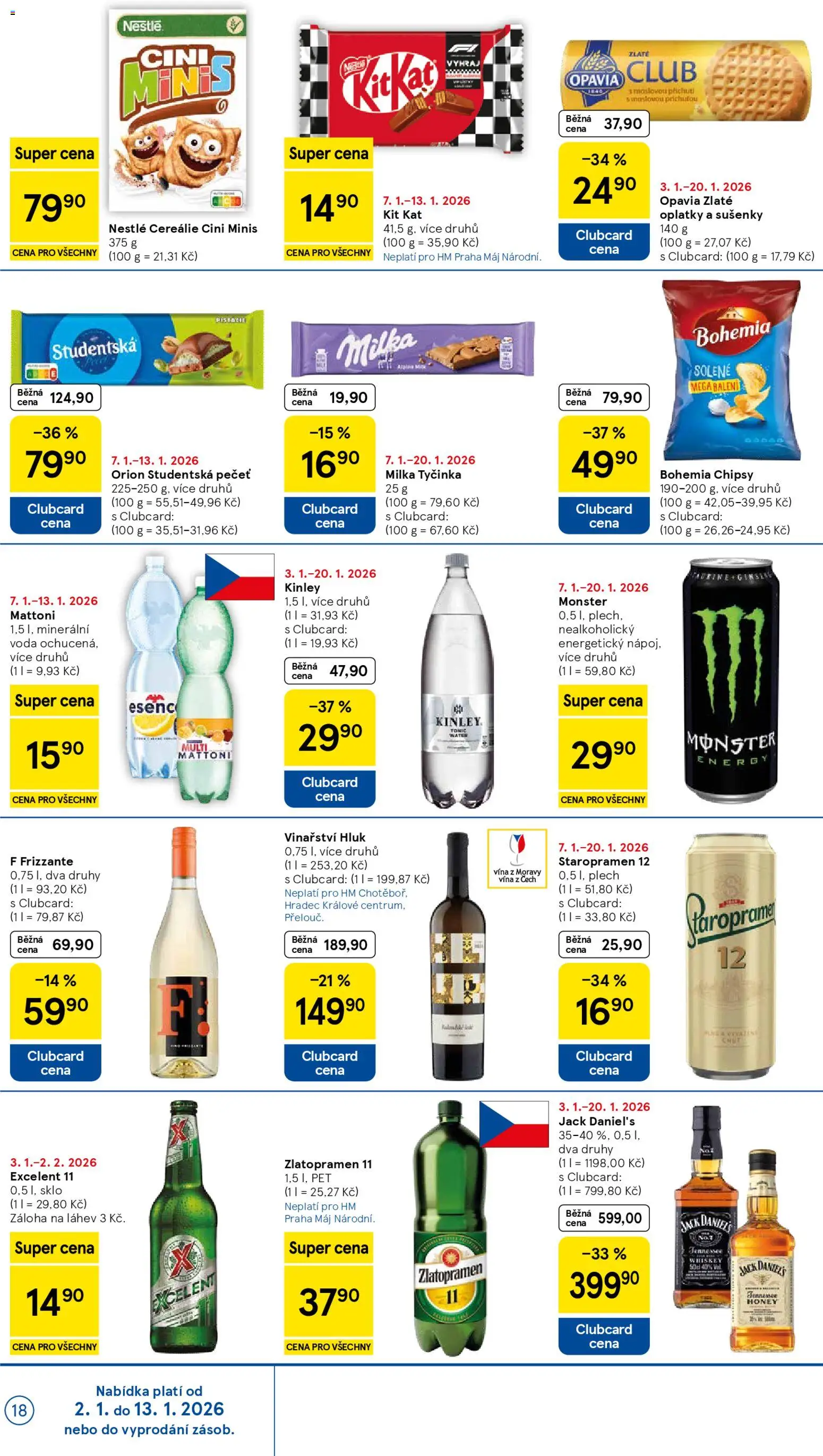 Tesco leták - Hypermarket od 07.01.2026 | Strana: 18 | Produkty: Cereálie, Plech, Oplatky, Láhev