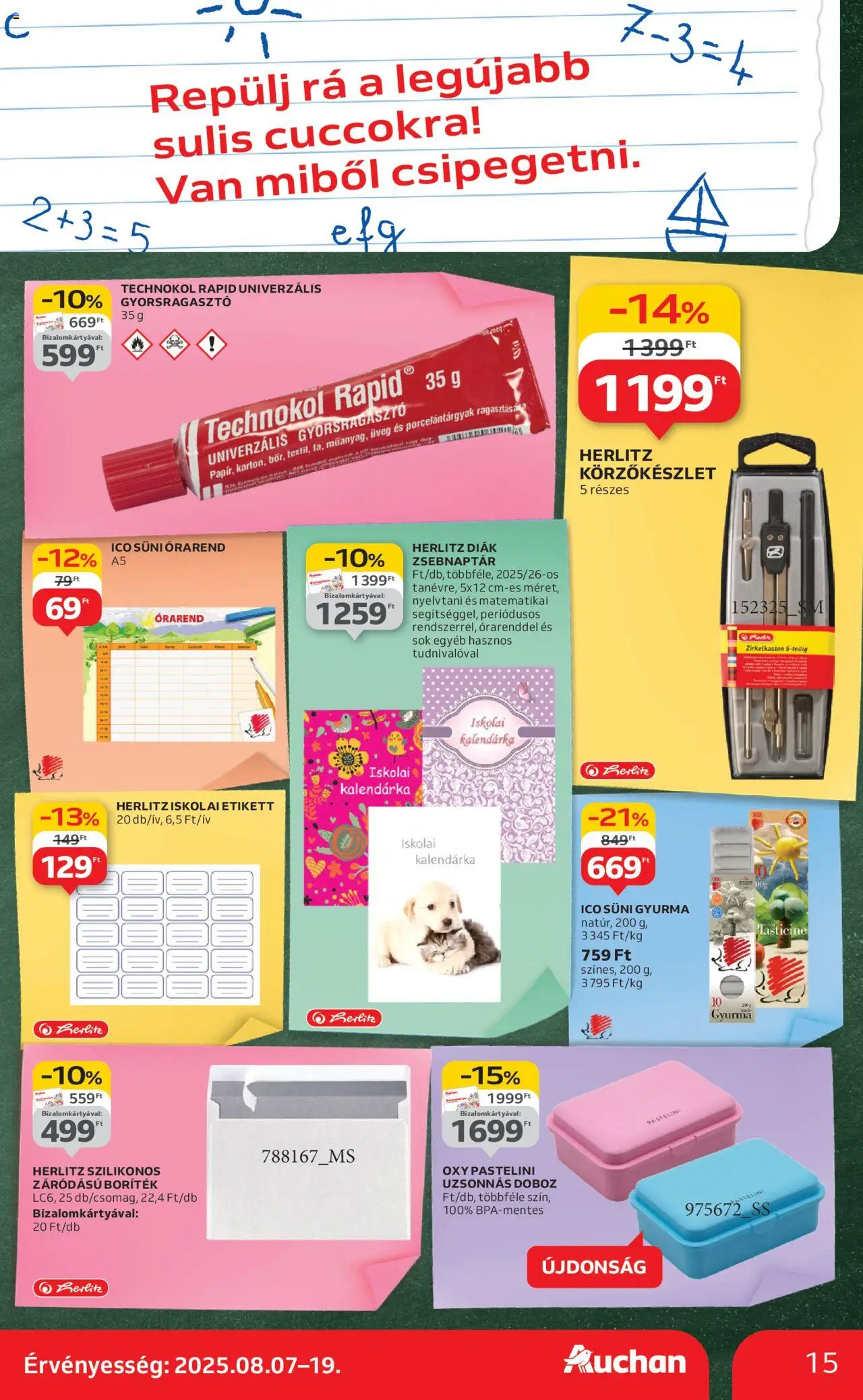 Auchan akciós ujság - amely érvényes a következő dátumtól: 07.08.2025 | Oldal: 15 | Termékek: Gyurma, Doboz