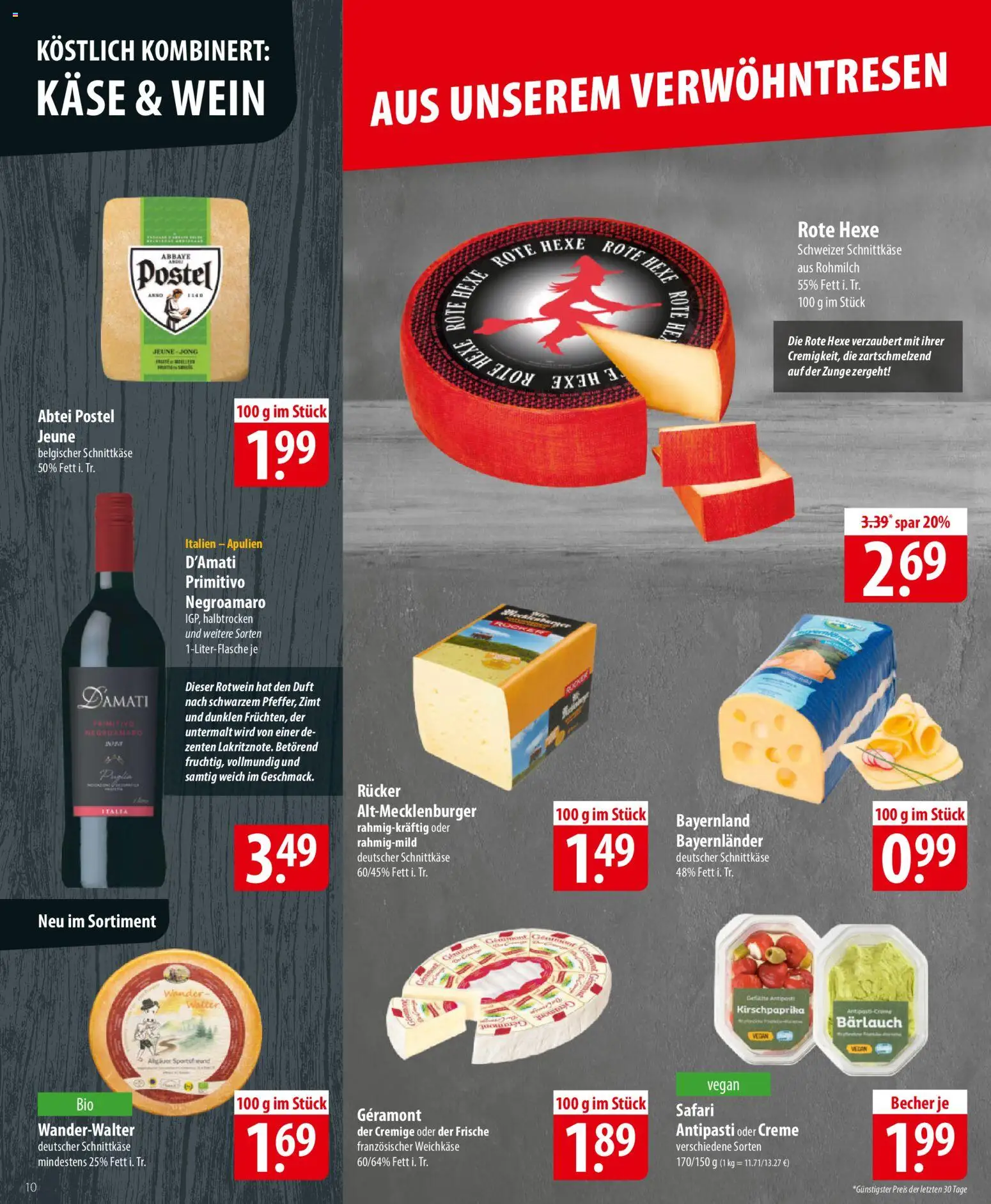 Famila Prospekt 	 – gültig ab 12.01.2026 | Seite: 10 | Produkte: Käse, Rotwein, Creme, Wein