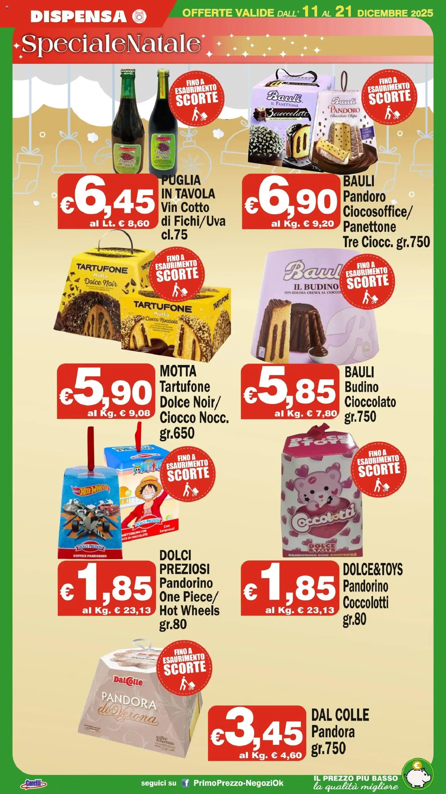 Volantino Primo Prezzo del 11.12.2025 | Pagina: 17 | Prodotti: Crema, Cioccolato, Pandoro, Budino