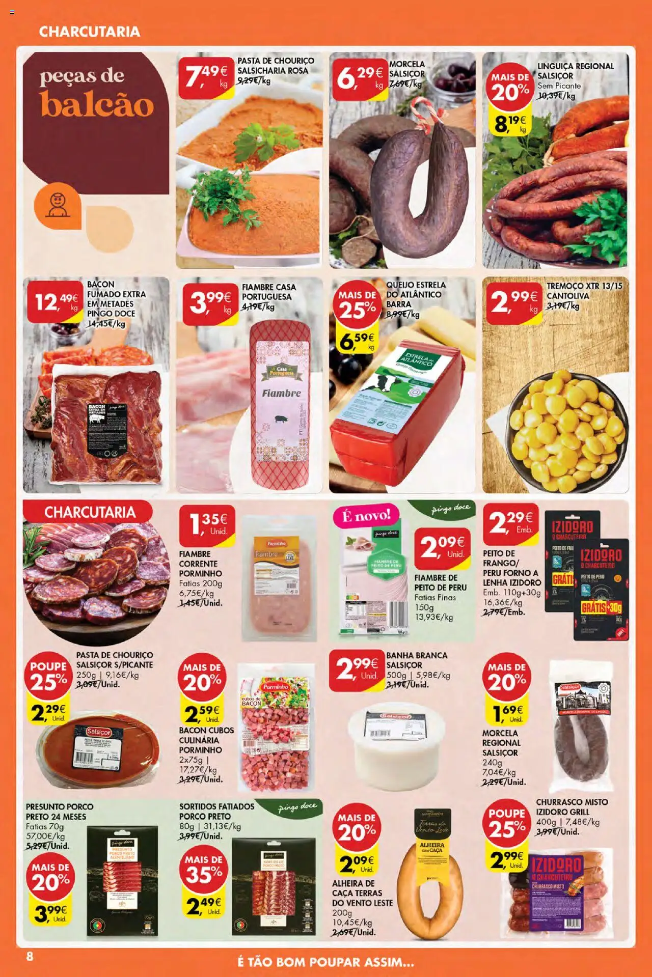 Pingo Doce Poupe Esta Semana Açores │ válido de 14.08.2025 | Página: 8 | Produtos: Peito de peru, Peru, Presunto, Alheira