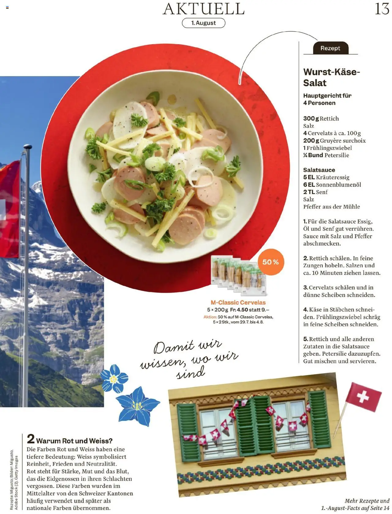 Migros - Magazin ab 28.07.2025 | Seite: 13 | Produkte: Käse, Pfeffer, Salat, Bilder