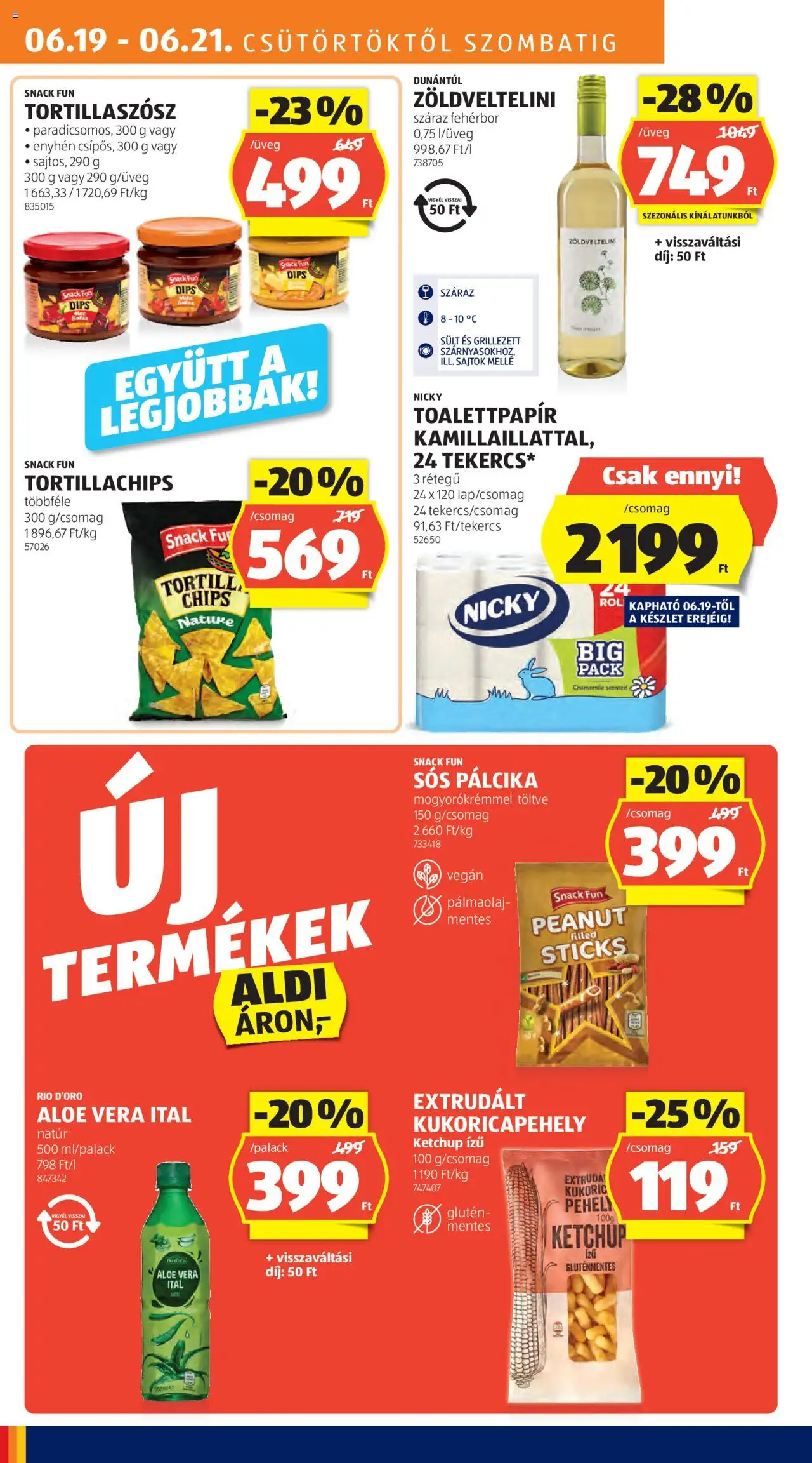 Aldi akciós ujság - amely érvényes a következő dátumtól: 19.06.2025 | Oldal: 12 | Termékek: Sós pálcika, Aloe vera, Fehérbor, Vegán