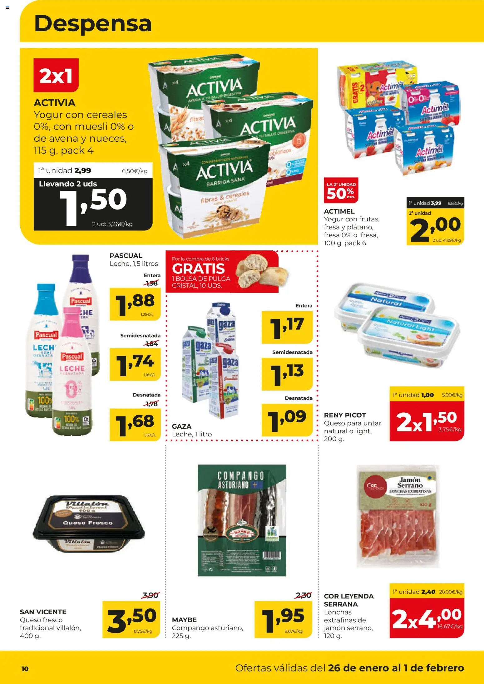 Alimerka folleto Castilla y León │ válido desde el 26.01.2026 | Página: 10 | Productos: Yogur, Jamón, Cereales, Bolsa