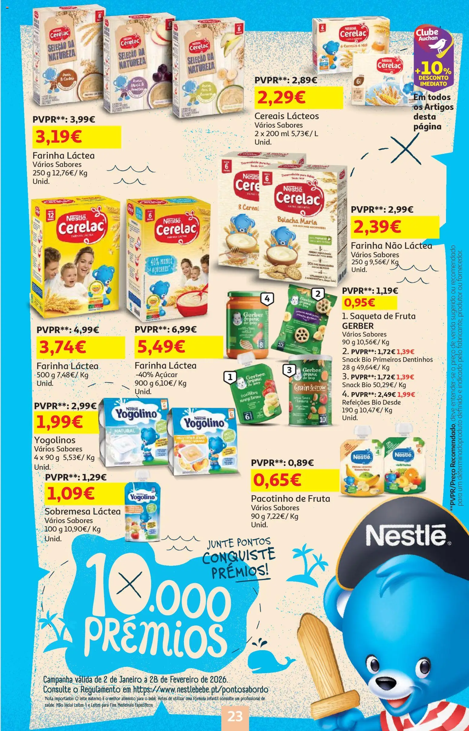 Auchan - Bebé │ válido de 13.01.2026 | Página: 23 | Produtos: Farinha láctea, Leite, Nestlé, Cereais