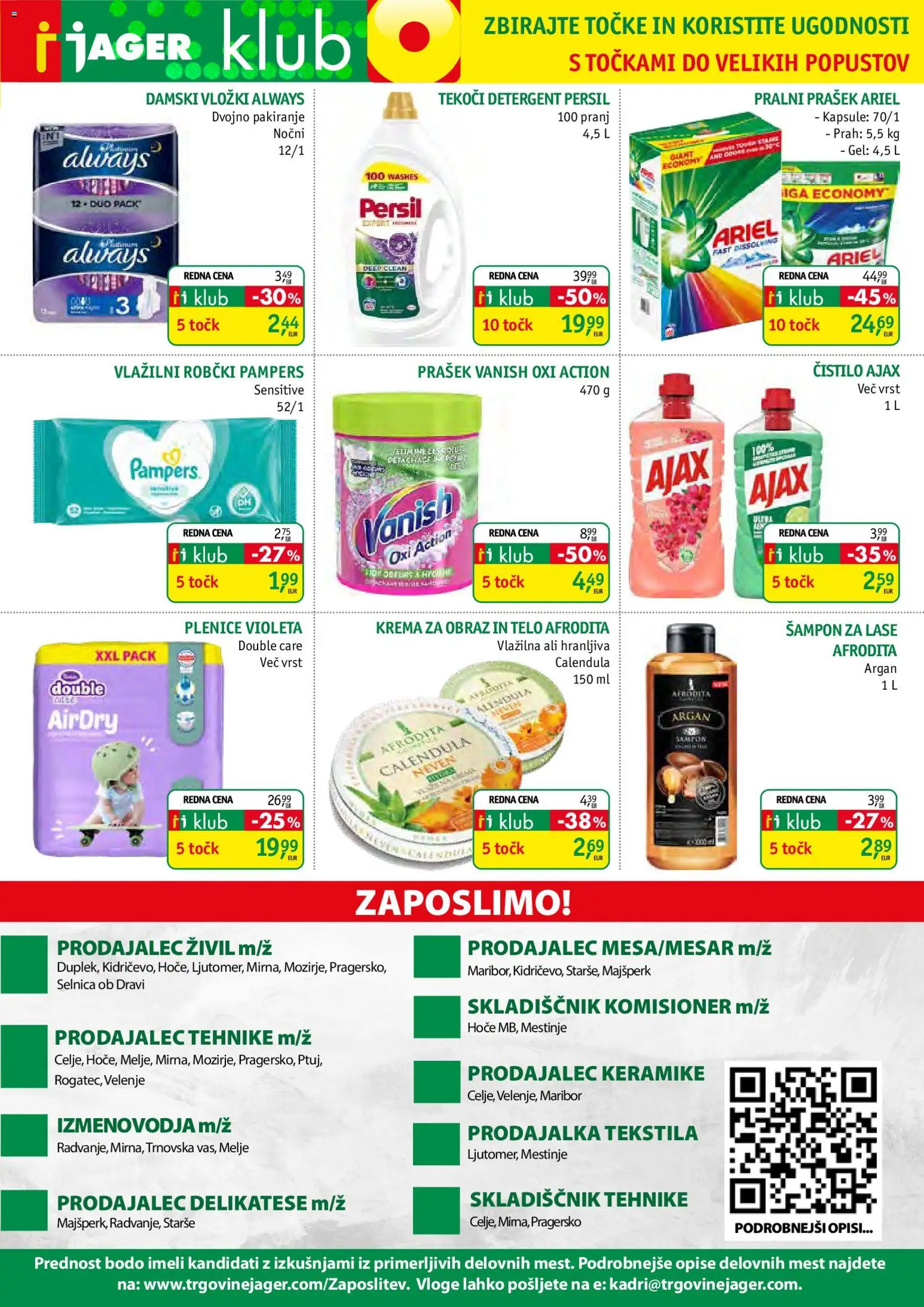 Novi Jager katalog ponudbe – veljaven od 25.02.2026 | Stran: 13 | Izdelki: Plenice, Sampon, Krema za obraz, Vlažilni robčki