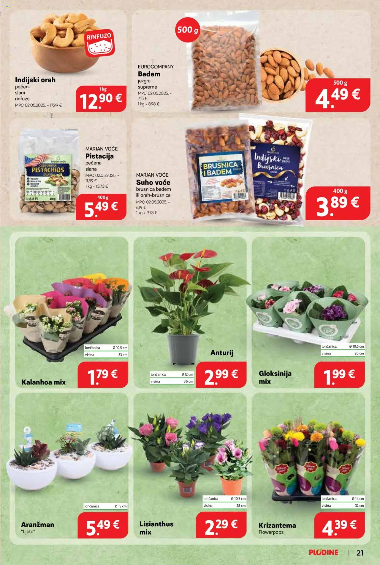 Plodine katalog | vrijedi od 02.07.2025 | Stranica: 21 | Proizvodi: Voće, Badem, Indijski orah, Orah