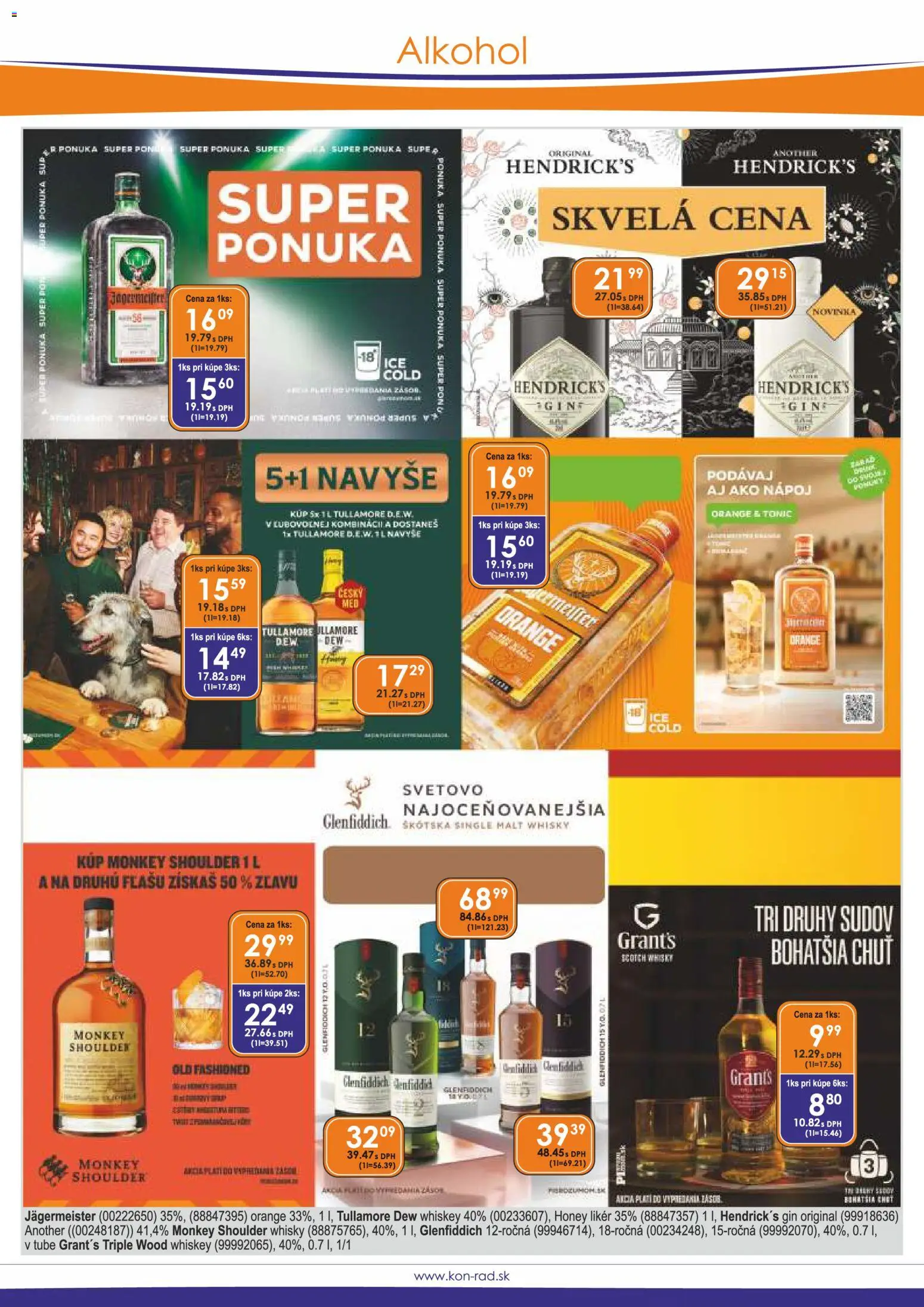 Nové KON - RAD akcie – leták je platný od 01.05.2026 | Strana: 3 | Produkty: Jägermeister, Gin, Whisky, Tullamore Dew