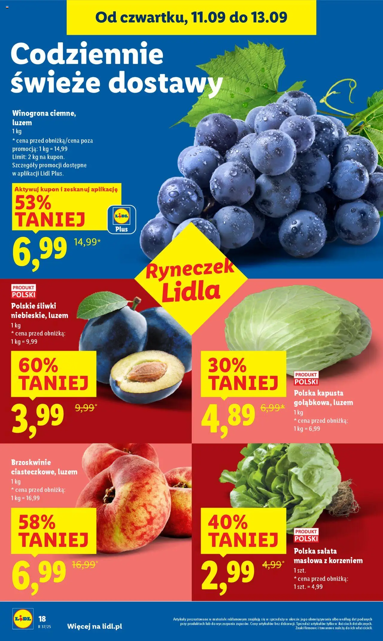Lidl Gazetka od 11.09.2025 | Strona: 20 | Produkty: Kapusta, Śliwki, Donut, Brzoskwinie