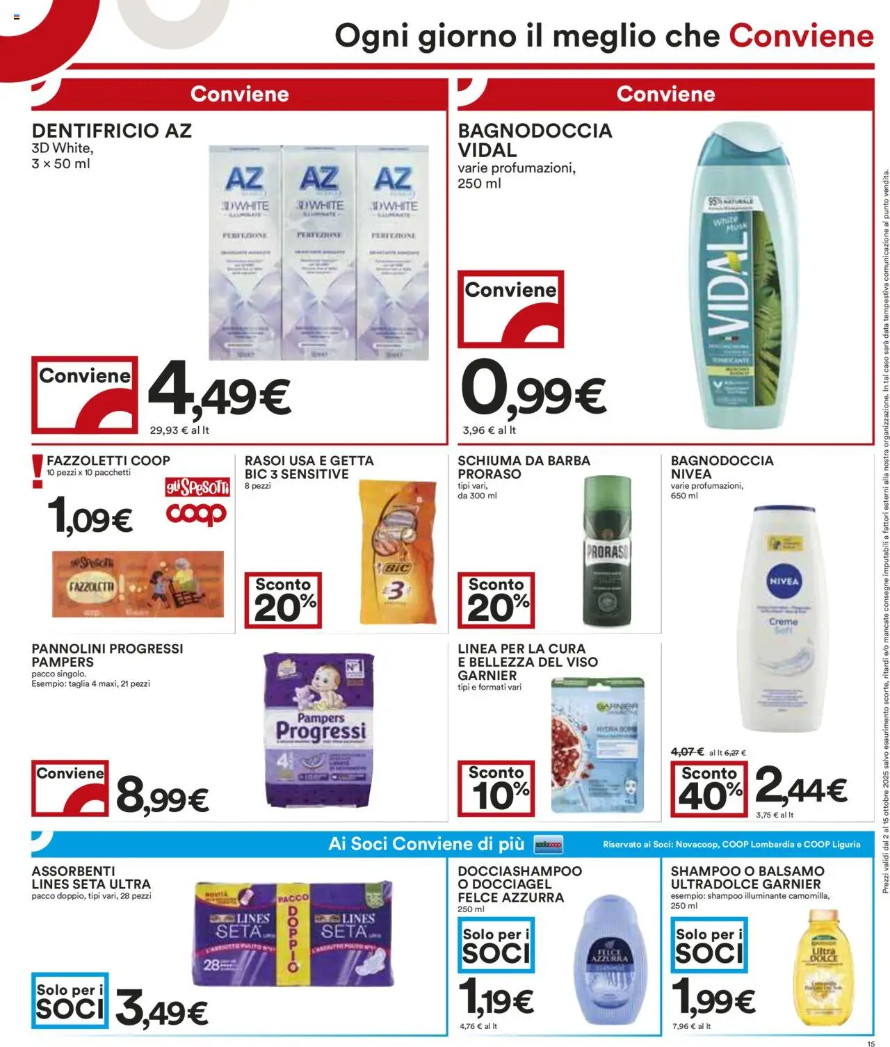 Volantino COOP del 02.10.2025 | Pagina: 15 | Prodotti: Balsamo, Pannolini, Dentifricio, Pampers