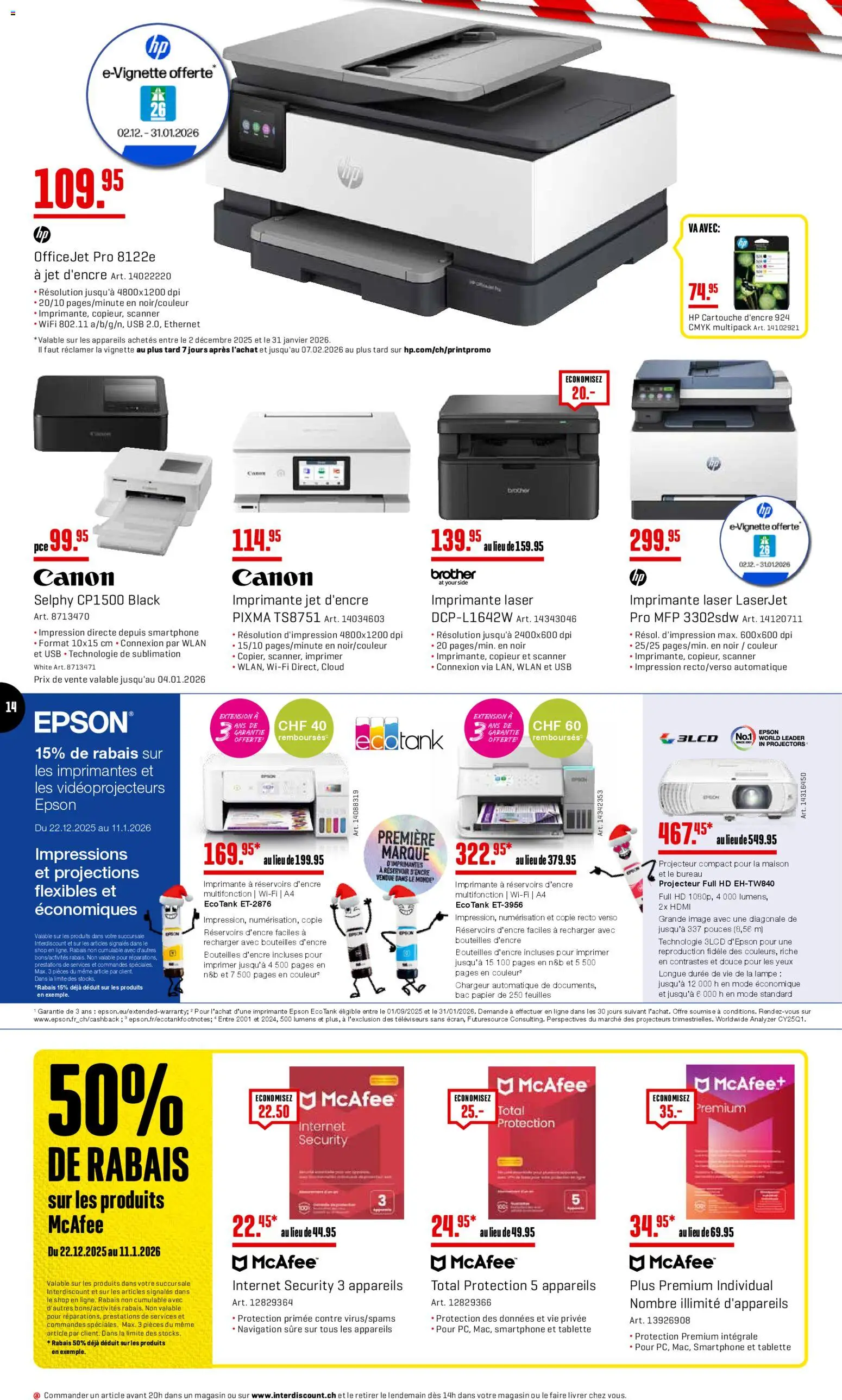 Interdiscount Aktionen FR – gültig ab 22.12.2025 | Seite: 14 | Produkte: Navigation, Usb, HP, Epson