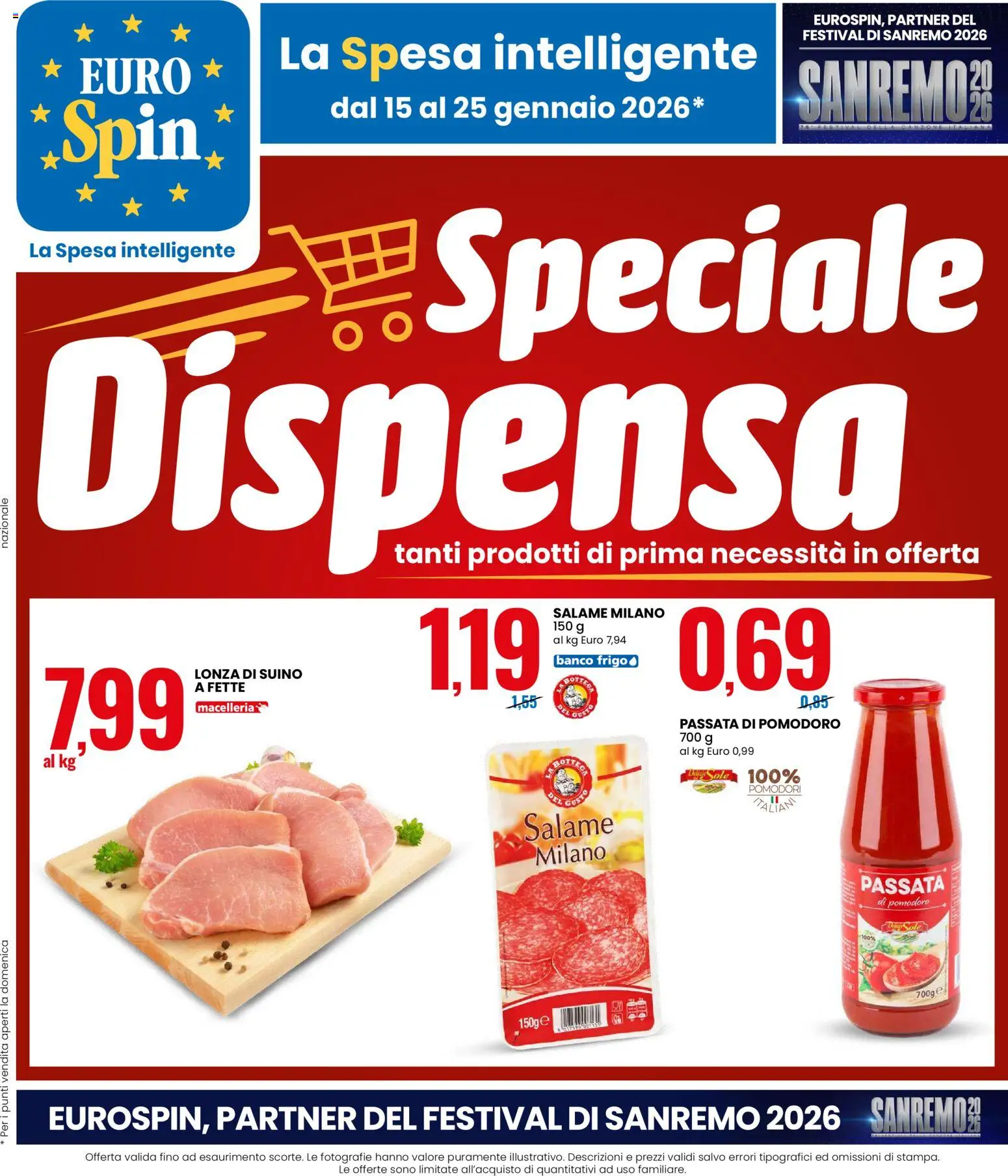 Volantino Eurospin del 15.01.2026 | Pagina: 1 | Prodotti: Tè, Pomodoro, Pomodori, Passata di pomodoro